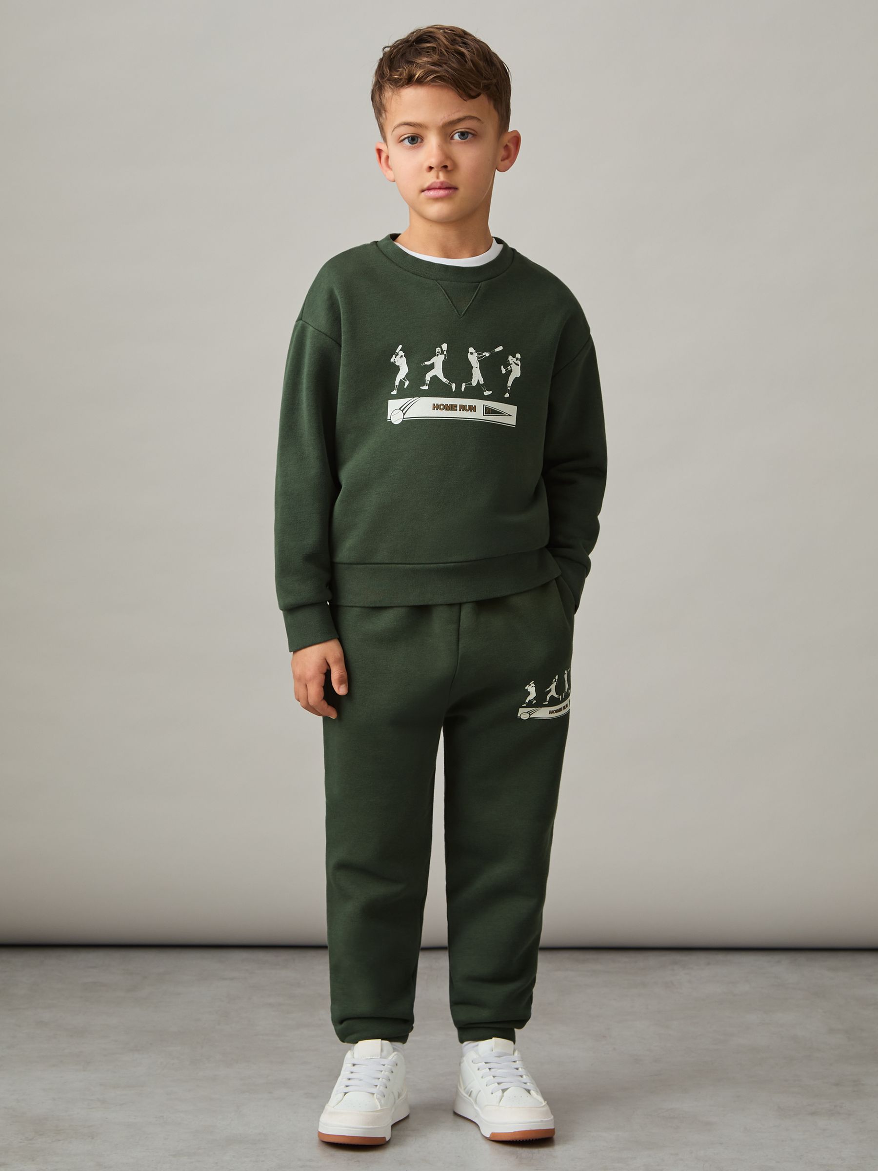 13-14 yrs Cotton-Blend Varsity Sweatshirt in Pine Green - Image 2 of 4