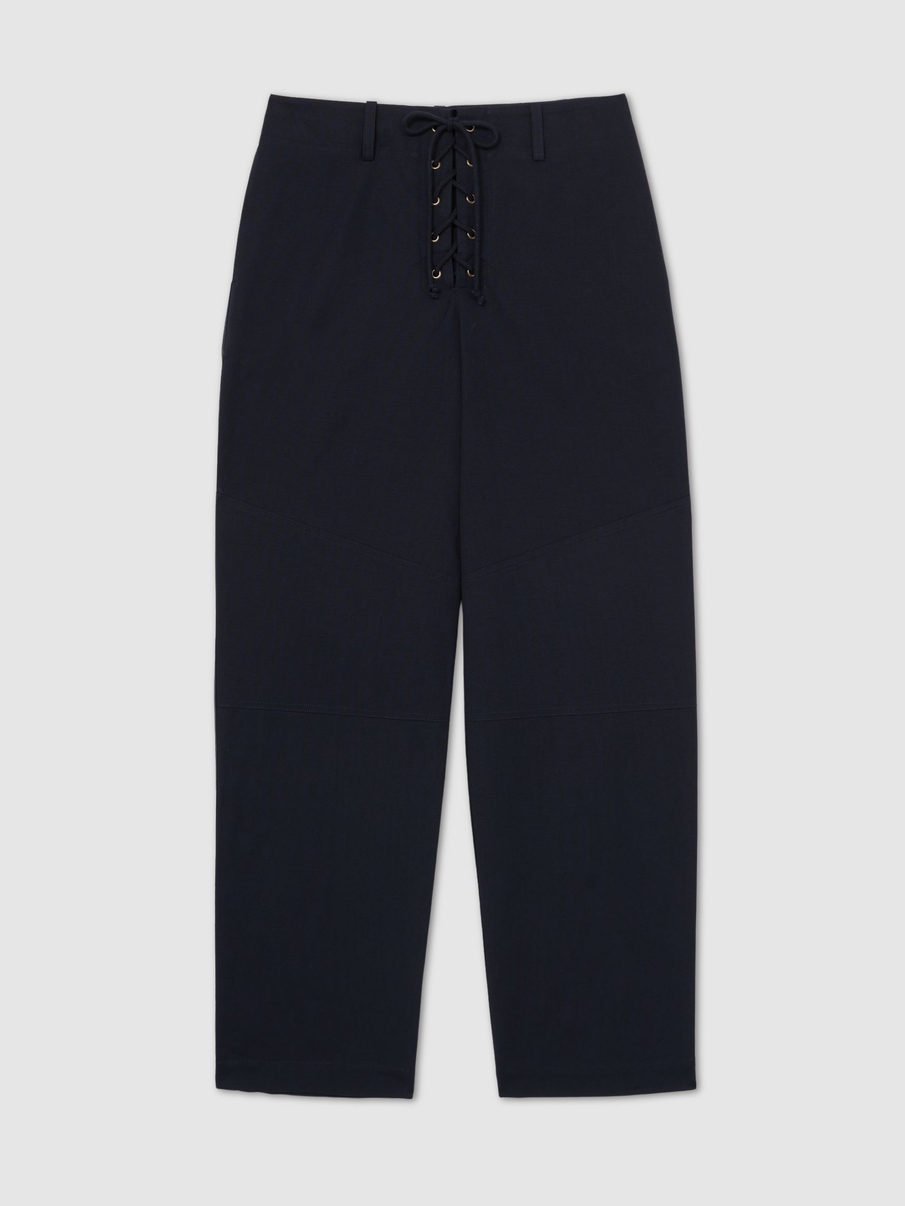 Lace-up Tapered Trousers in Navy - Image 2 of 6