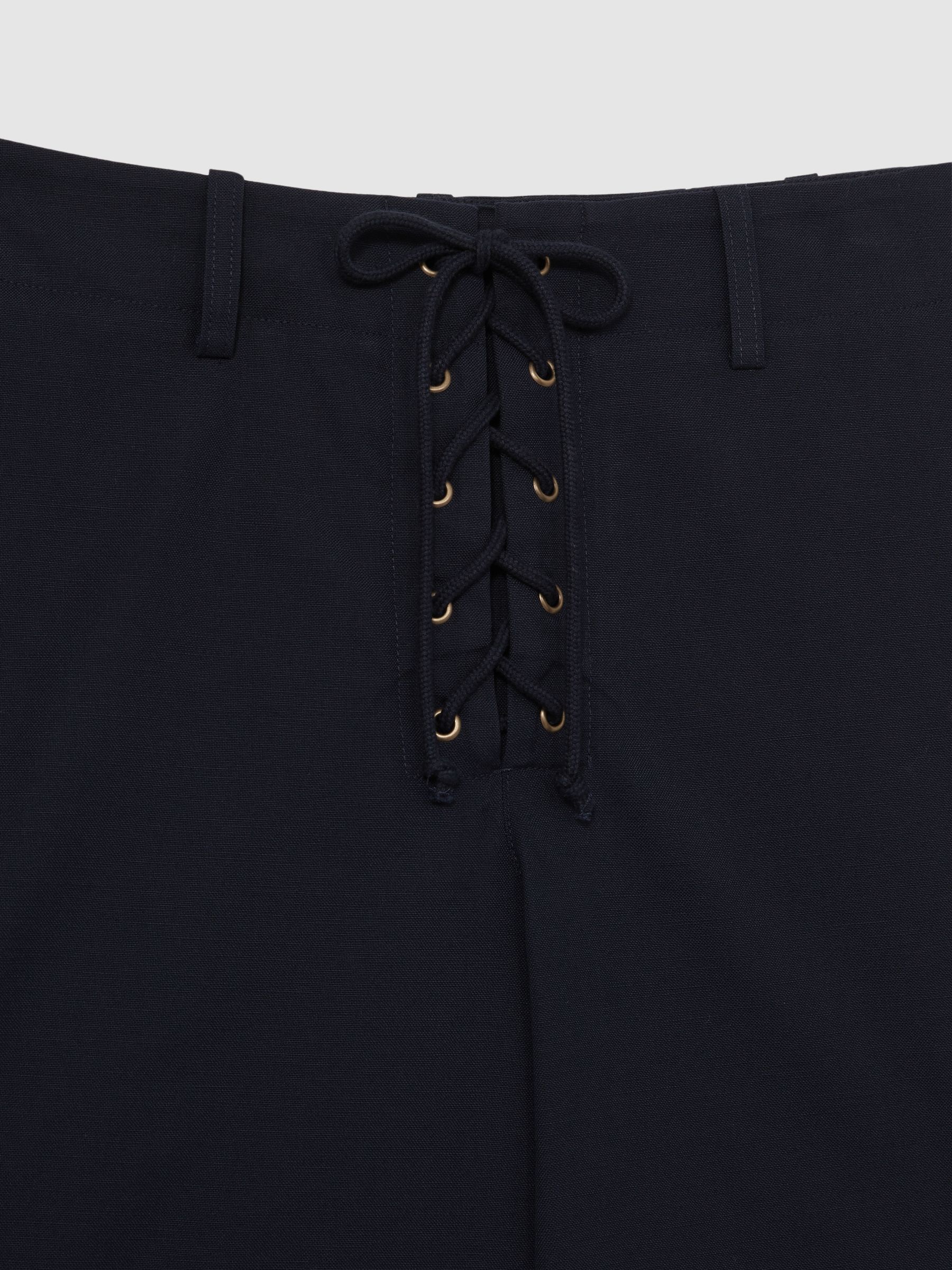 Lace-up Tapered Trousers in Navy - Image 6 of 6