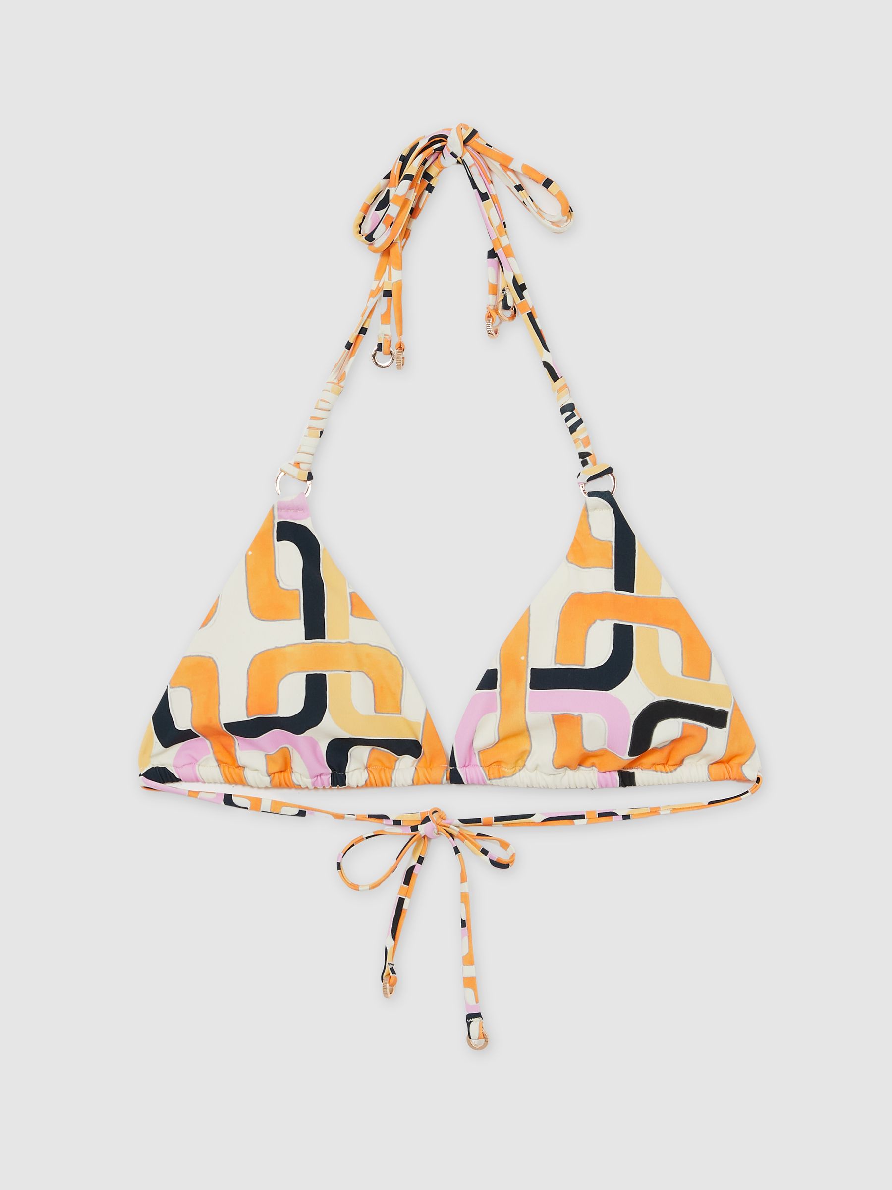 Printed Triangle Bikini Top in Orange - Image 2 of 5
