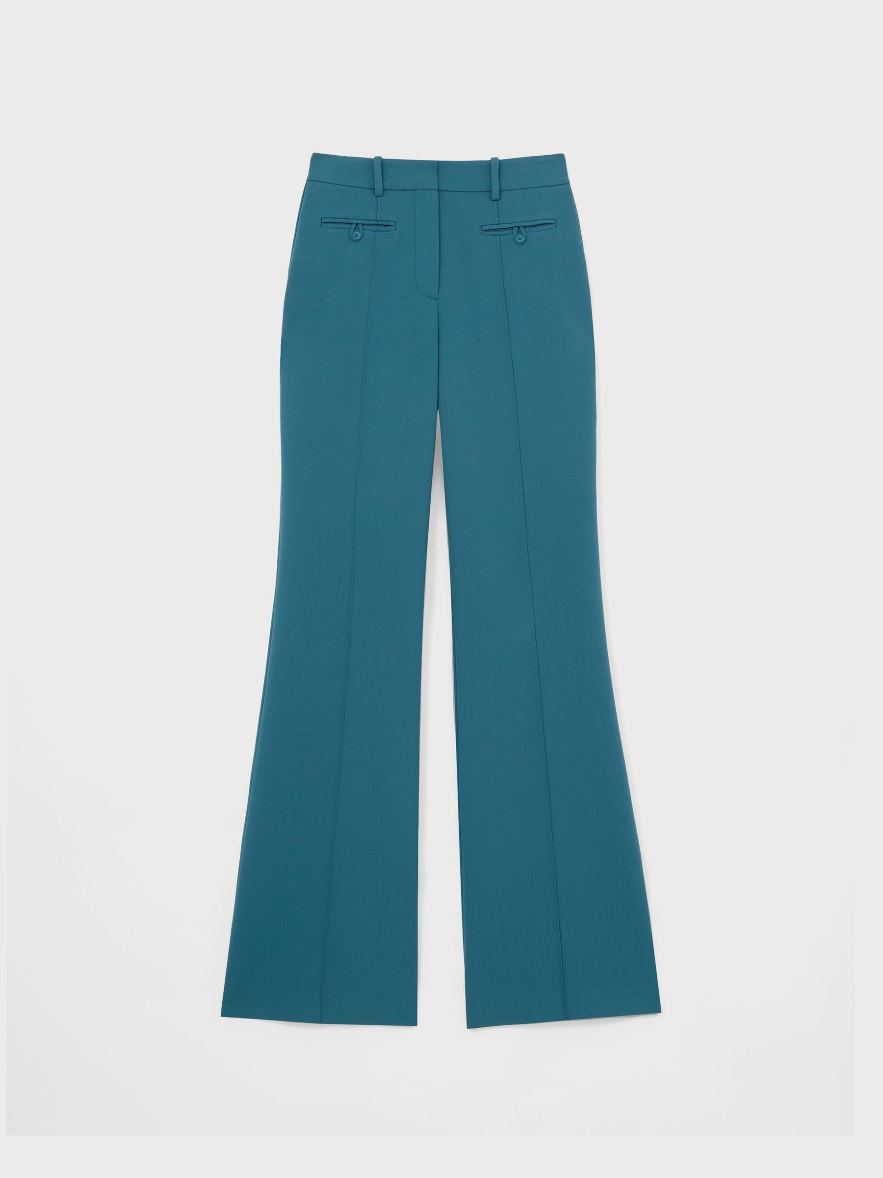 Welt Pocket Flared Trousers in Teal - Image 2 of 6