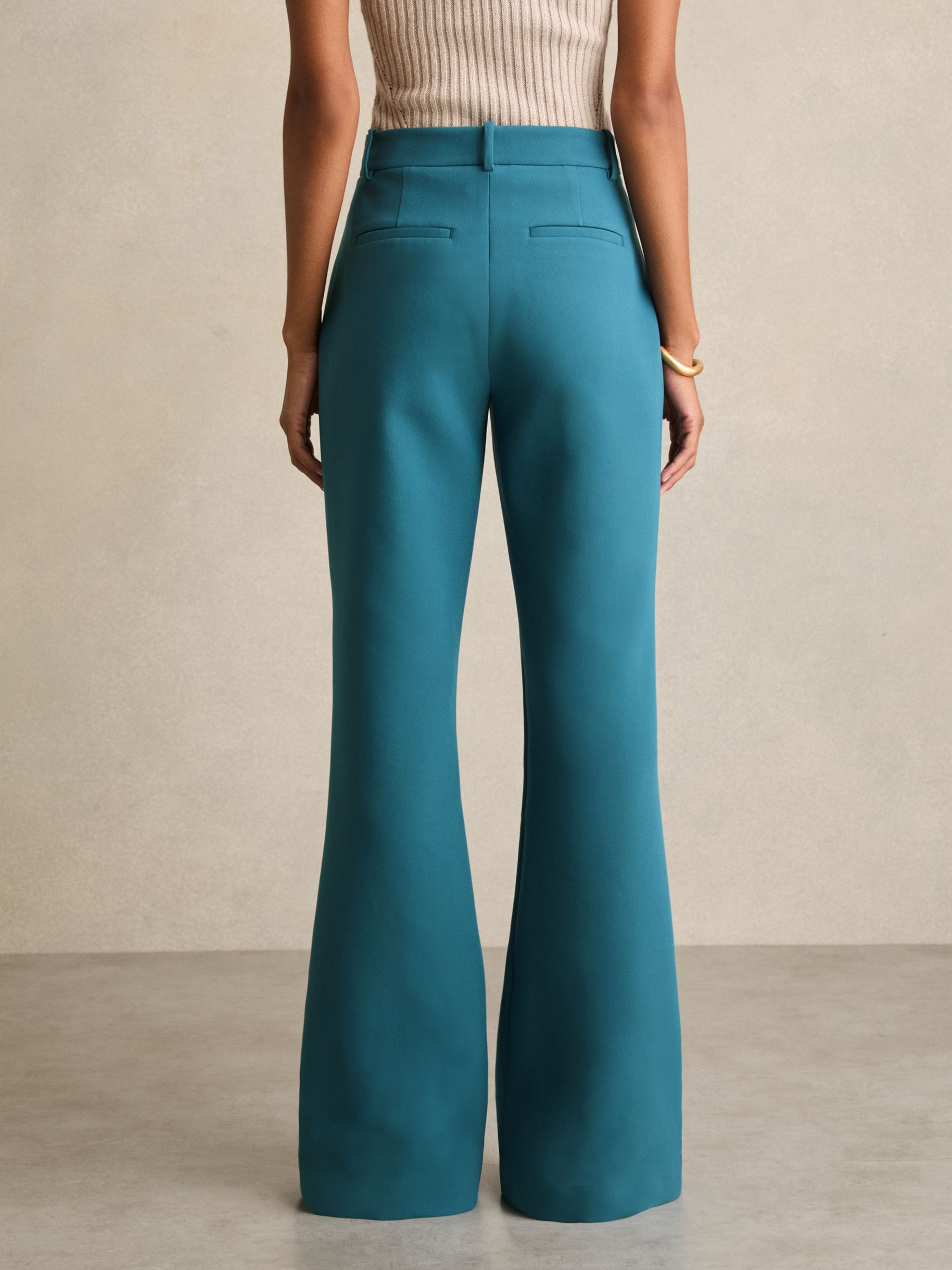 Welt Pocket Flared Trousers in Teal - Image 5 of 6