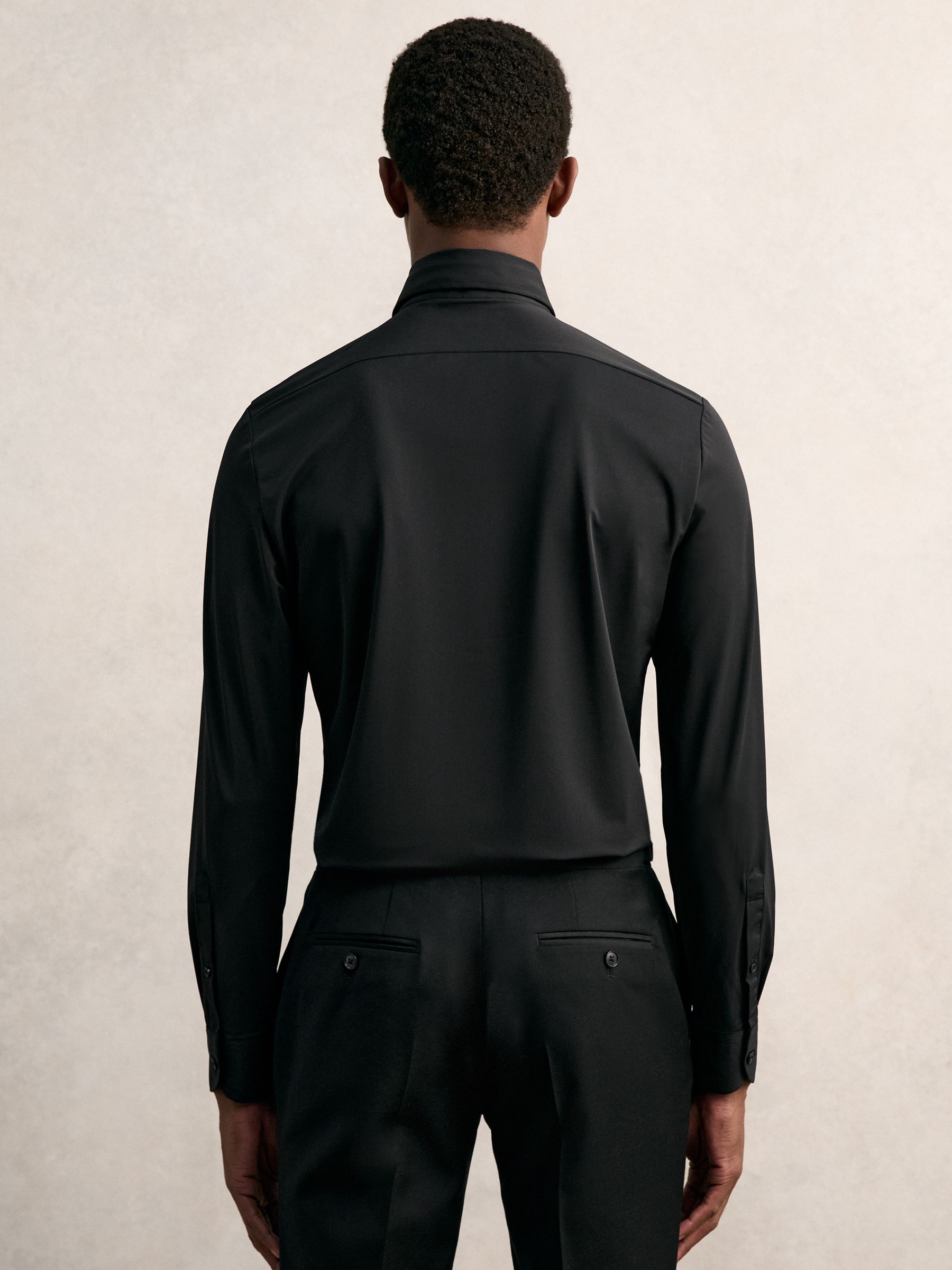Long-Sleeve Slim-Fit Travel Shirt in Black - image 2