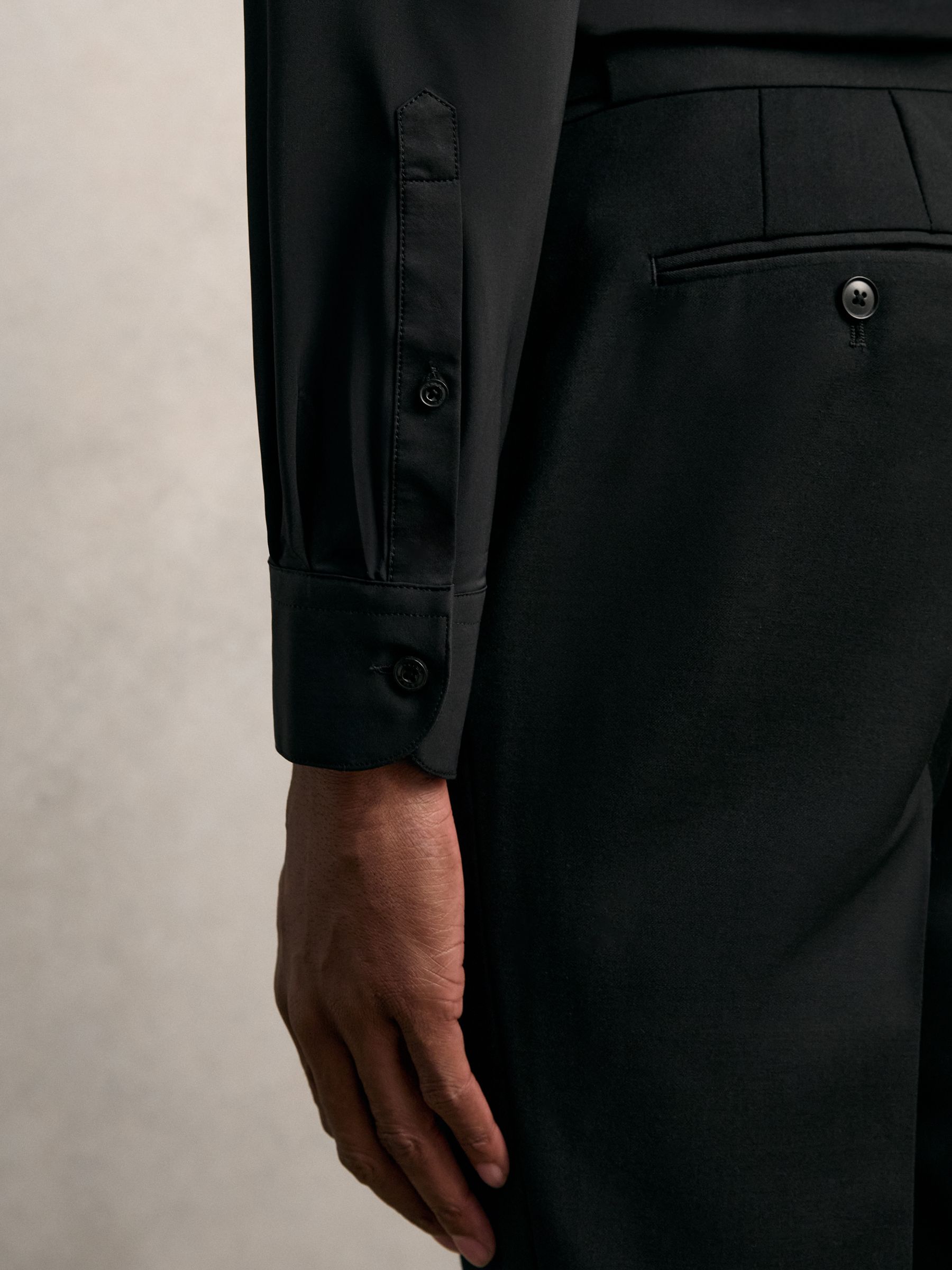 Long-Sleeve Slim-Fit Travel Shirt in Black - image 3