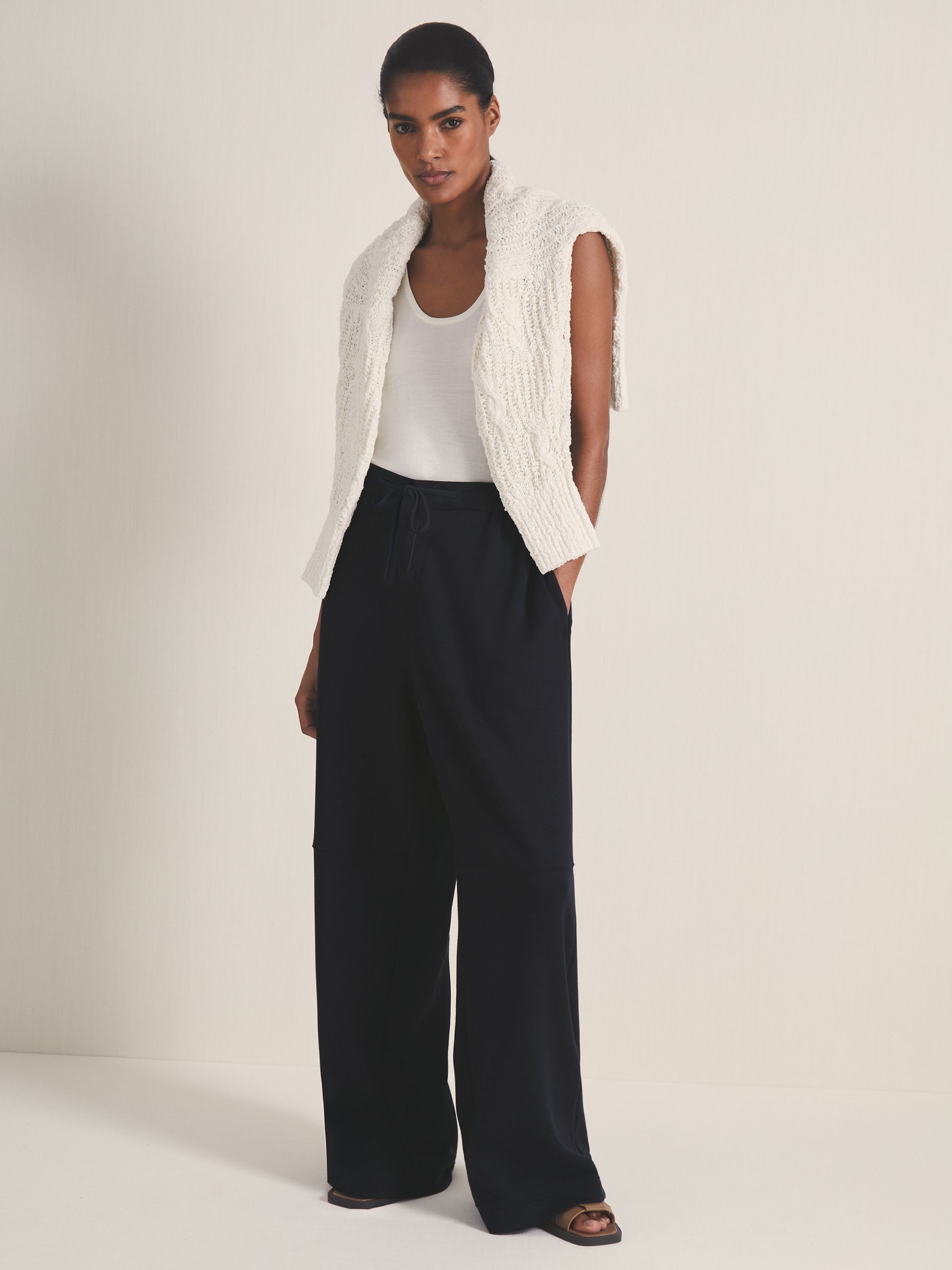 Reiss | Les 100 Ciels Wide-Leg Joggers in Navy - Image 1 of 6