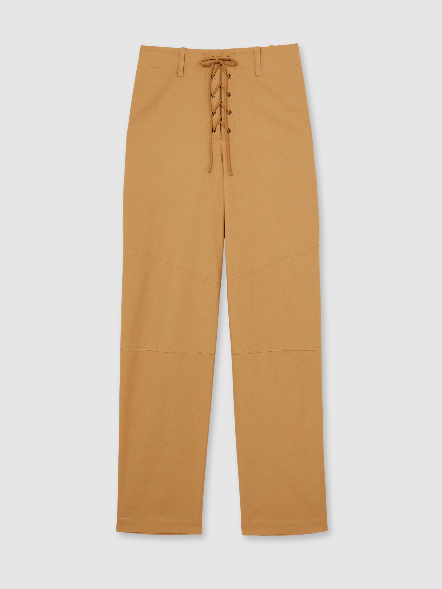 Lace-up Tapered Trousers in Tan - Image 2 of 6