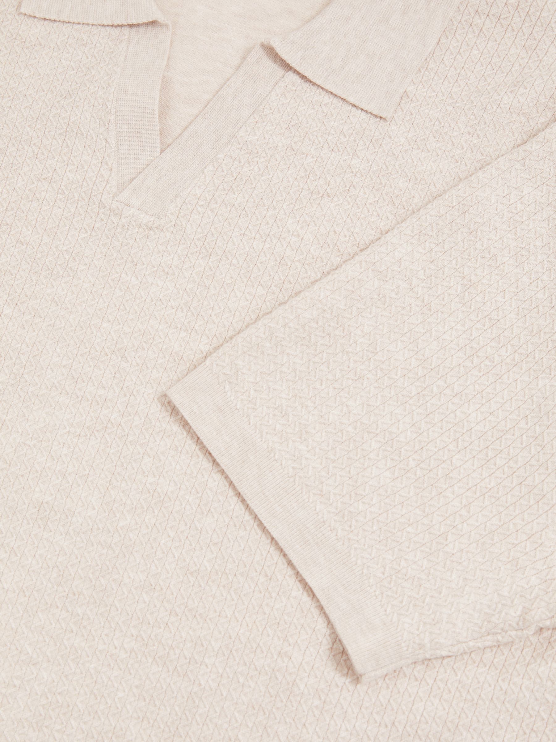 Open-Collar Knit Polo Shirt in Oatmeal Melange - Image 6 of 6