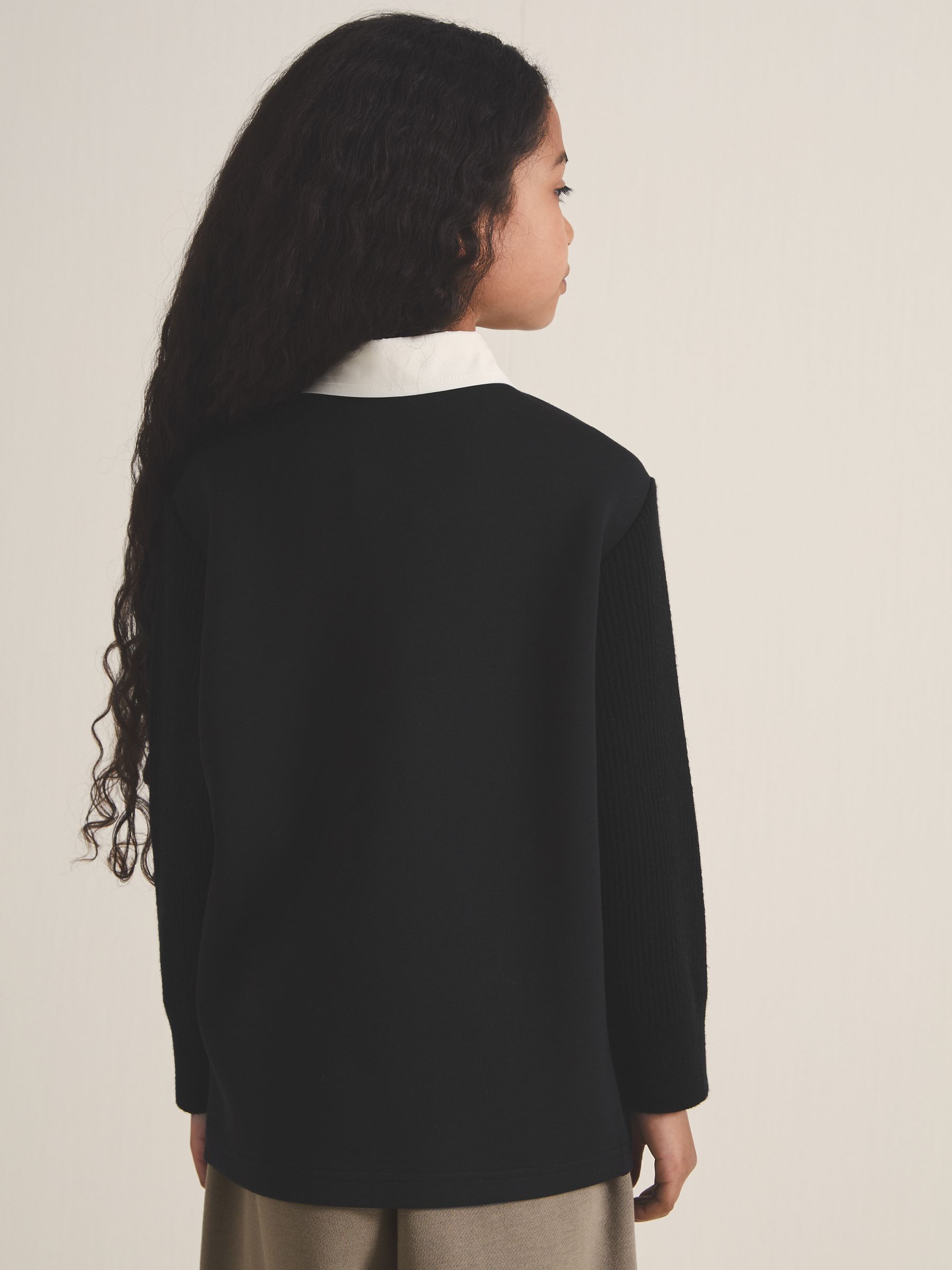 13-14 yrs Reiss | Les 100 Ciels Polo Sweatshirt in Black - Image 4 of 6