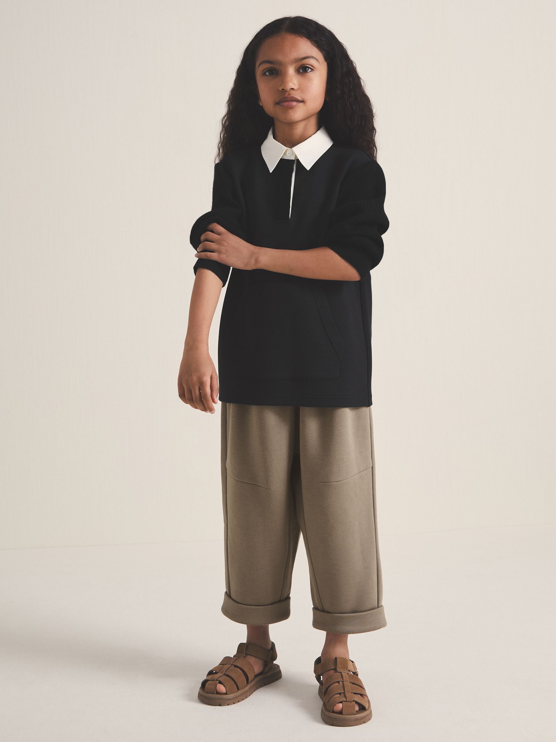 13-14 yrs Reiss | Les 100 Ciels Polo Sweatshirt in Black - Image 5 of 6