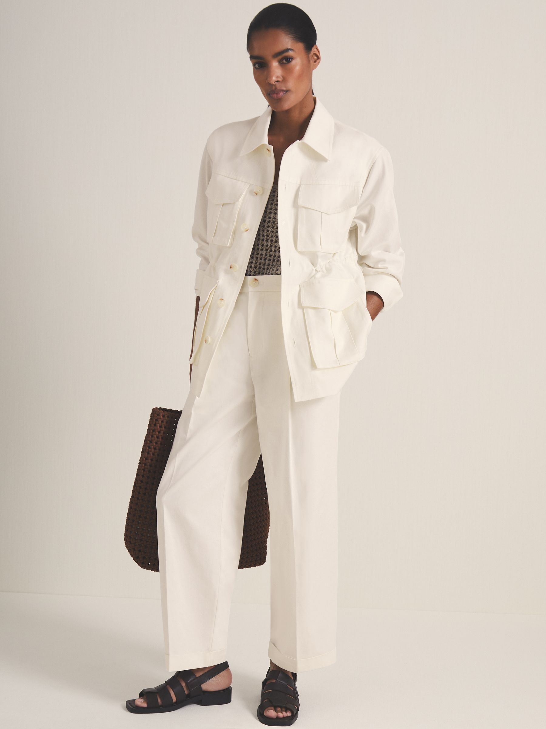 Reiss | Les 100 Ciels Wide Leg Trousers in White - Image 1 of 6