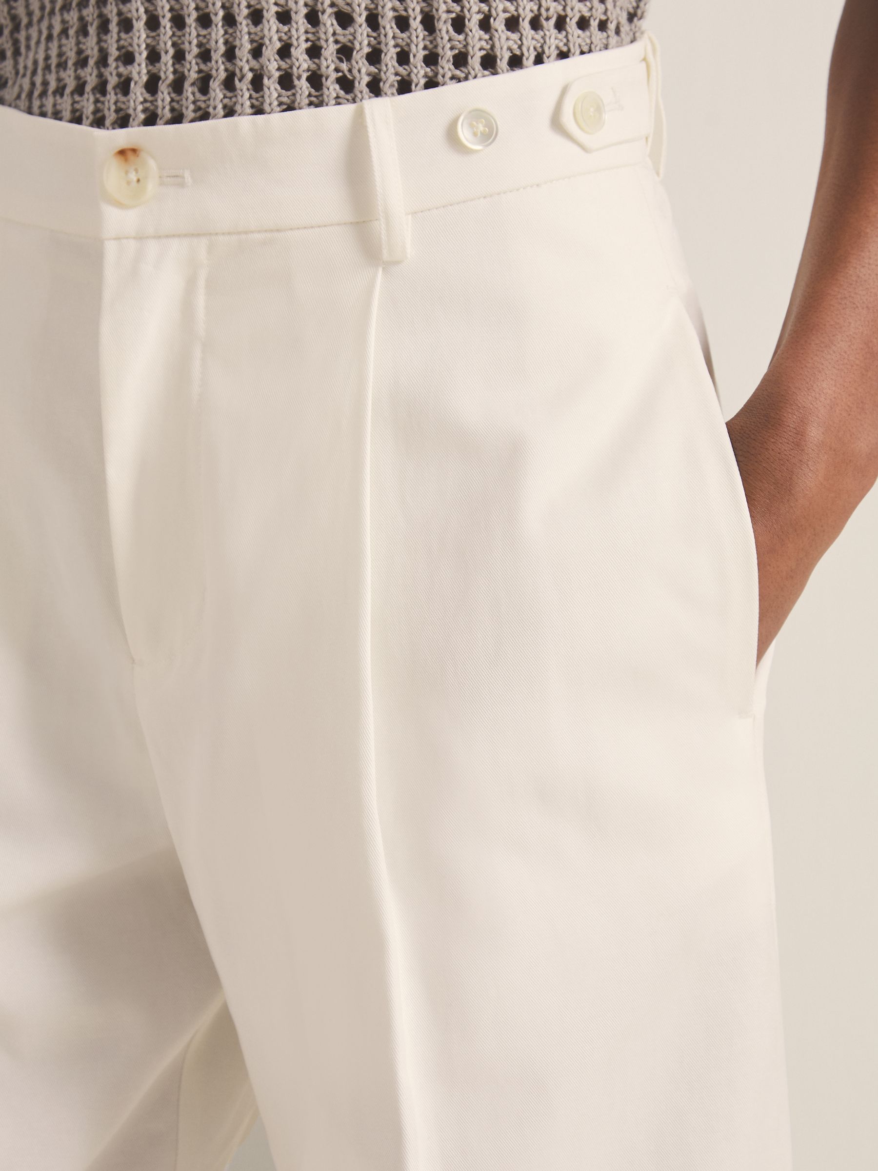 Reiss | Les 100 Ciels Wide Leg Trousers in White - Image 3 of 6