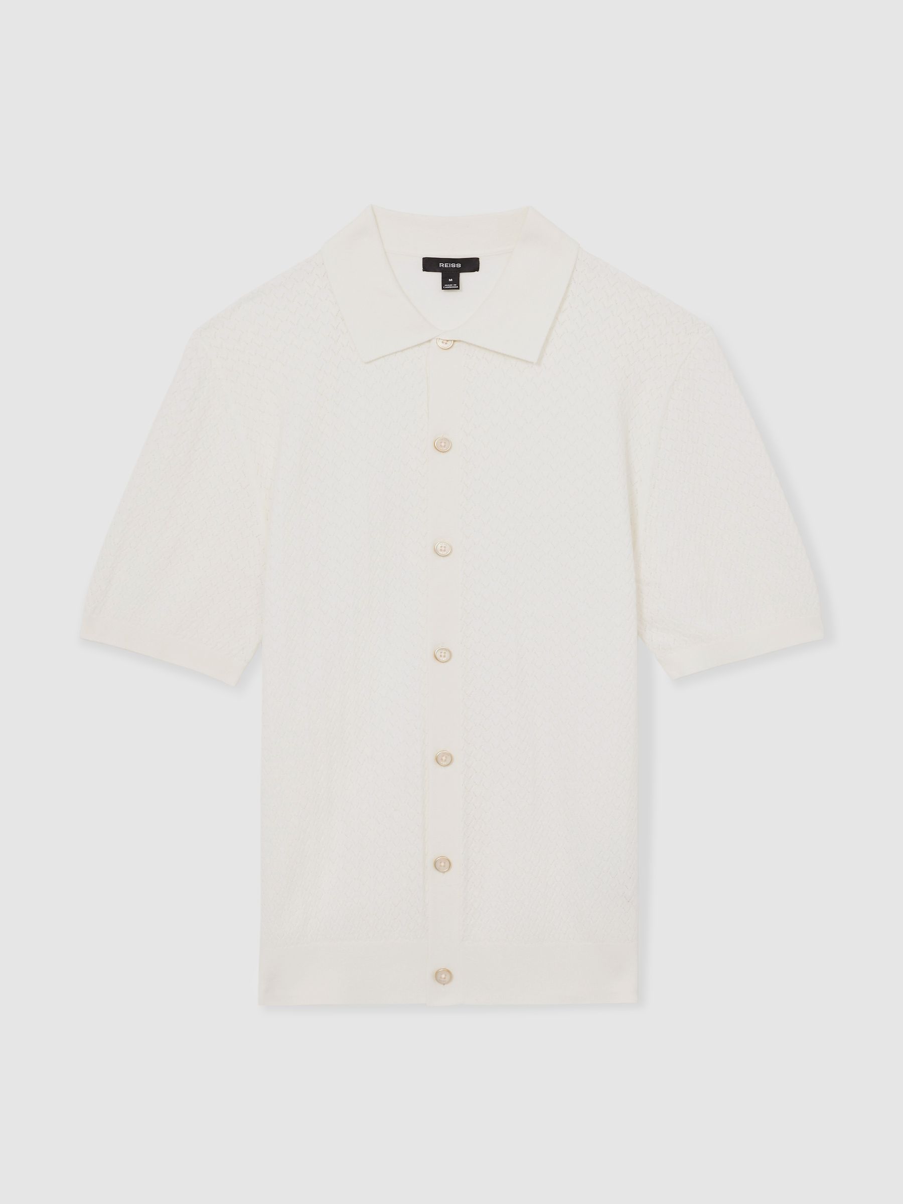 Textured Knit Button-Through Shirt in White - Image 2 of 6