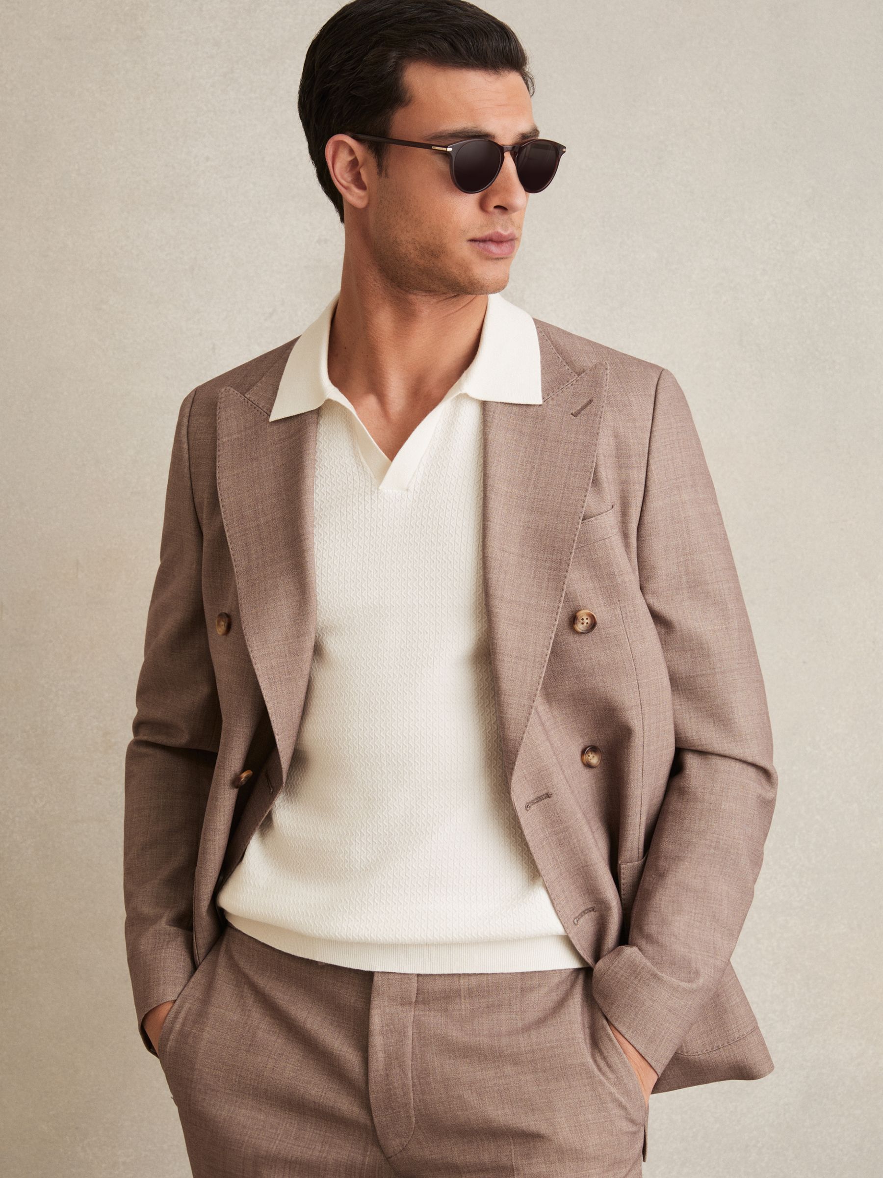 Open-Collar Knit Polo Shirt in White - Image 5 of 7