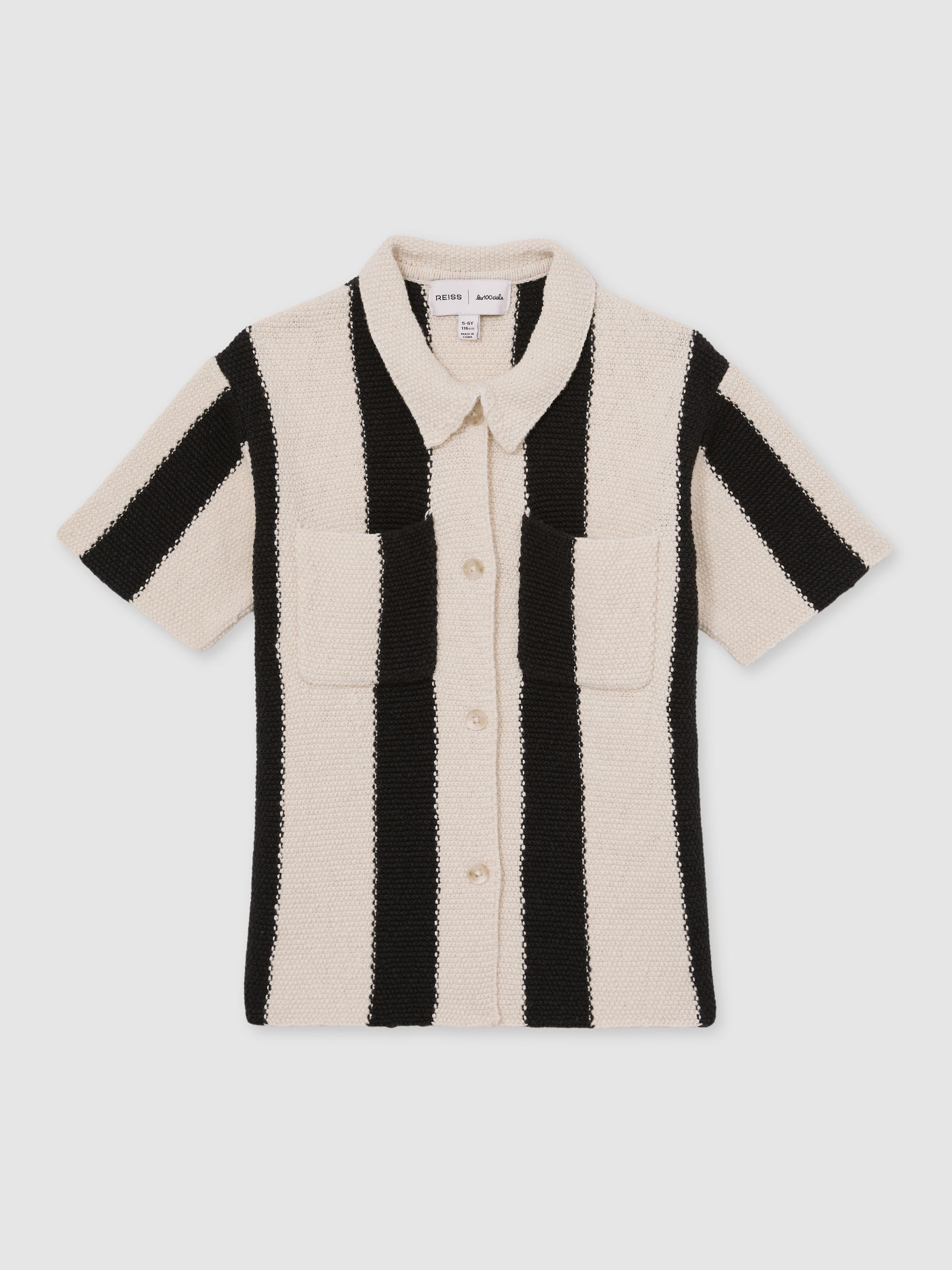 13-14 yrs Reiss | Les 100 Ciels Stripe Knit Shirt in Black - Image 1 of 6