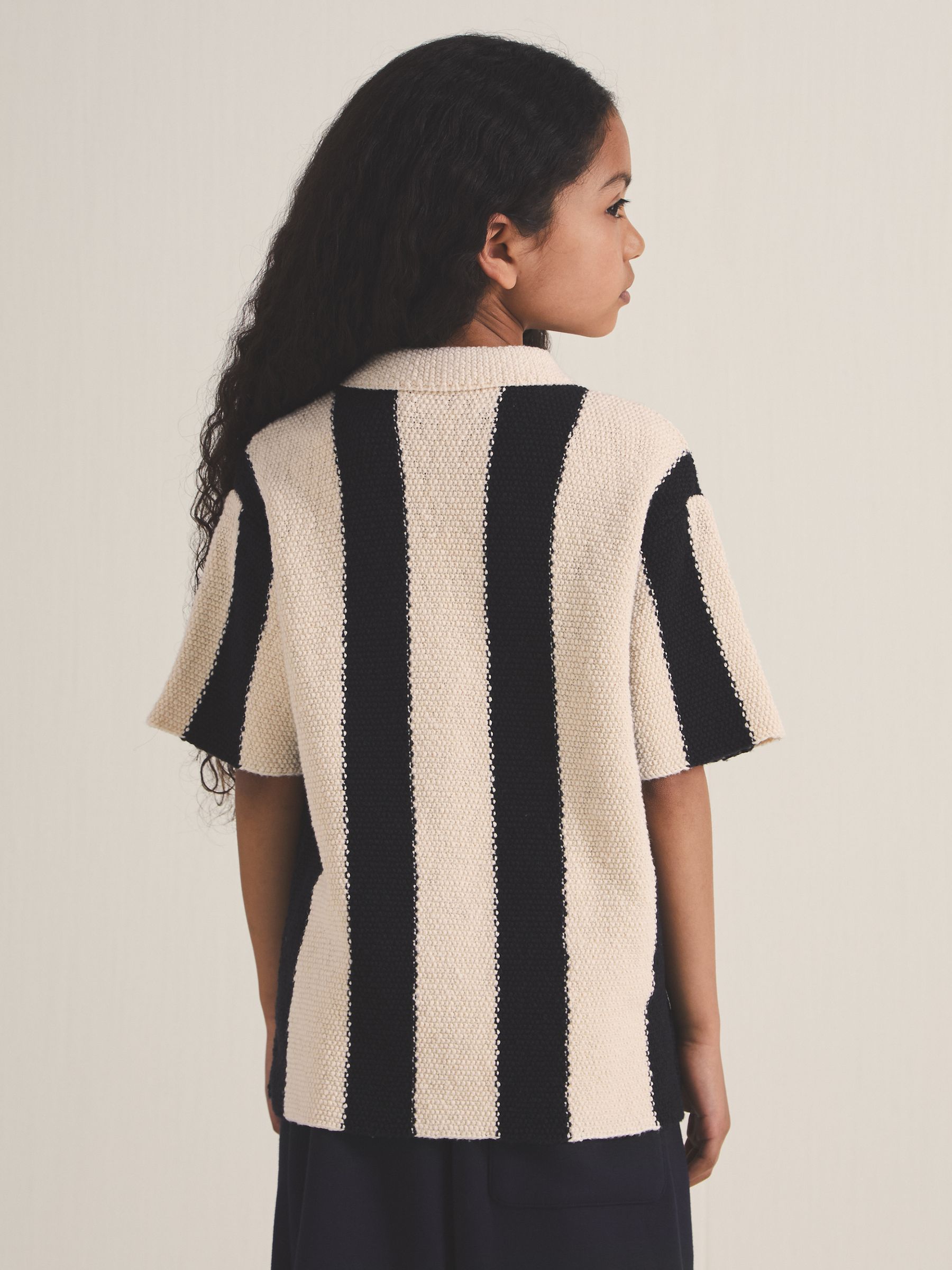 13-14 yrs Reiss | Les 100 Ciels Stripe Knit Shirt in Black - Image 5 of 6