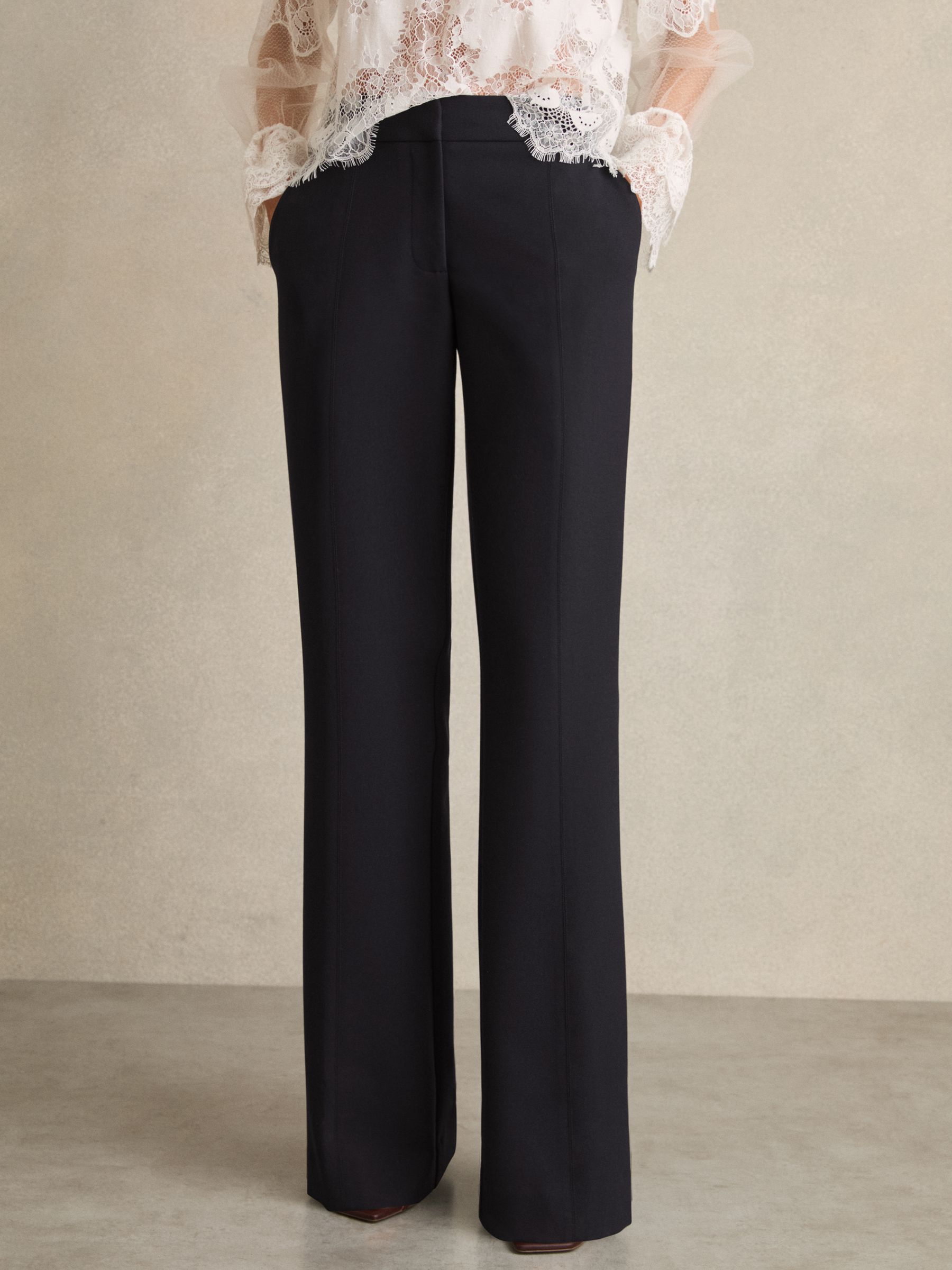 Petite Flared Tailored Trousers in Navy - Image 3 of 7