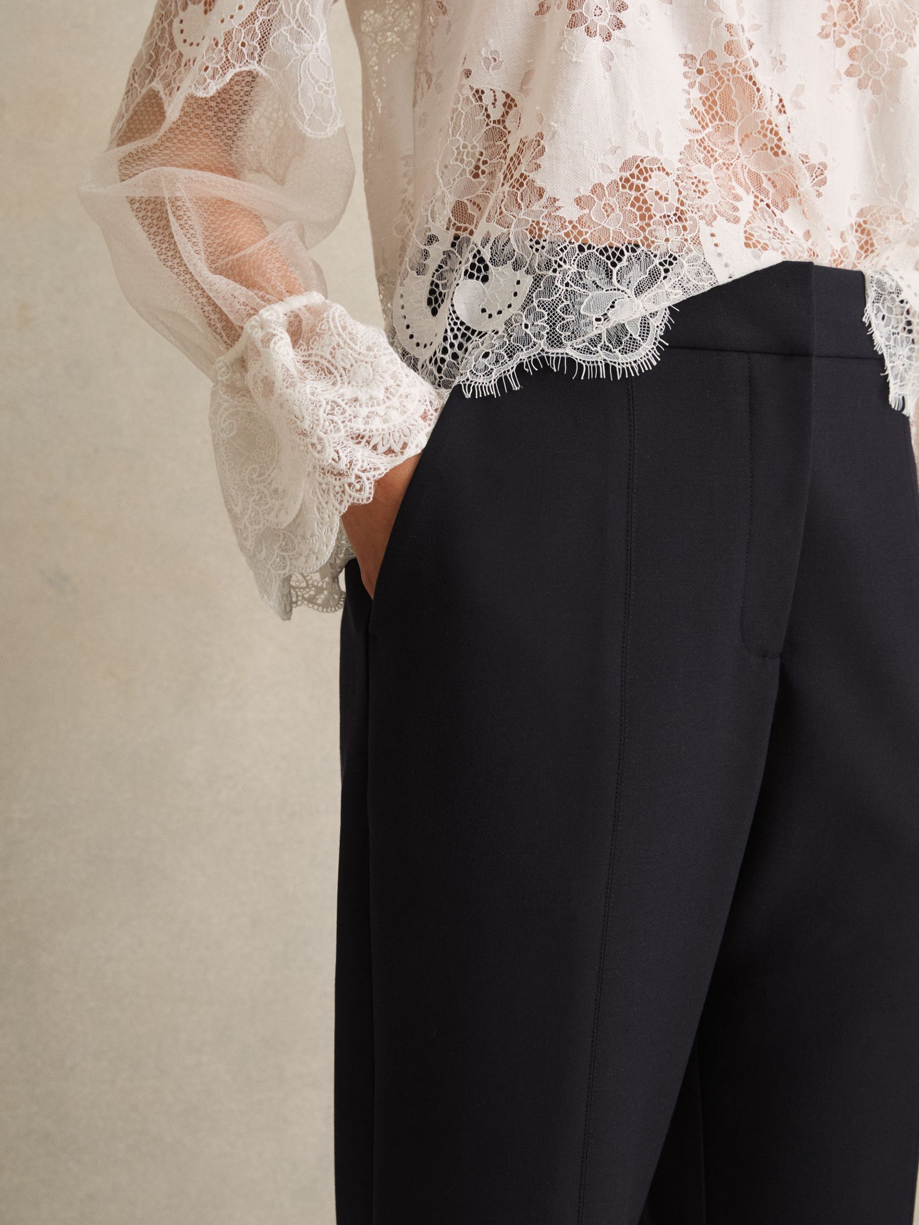 Petite Flared Tailored Trousers in Navy - Image 4 of 7
