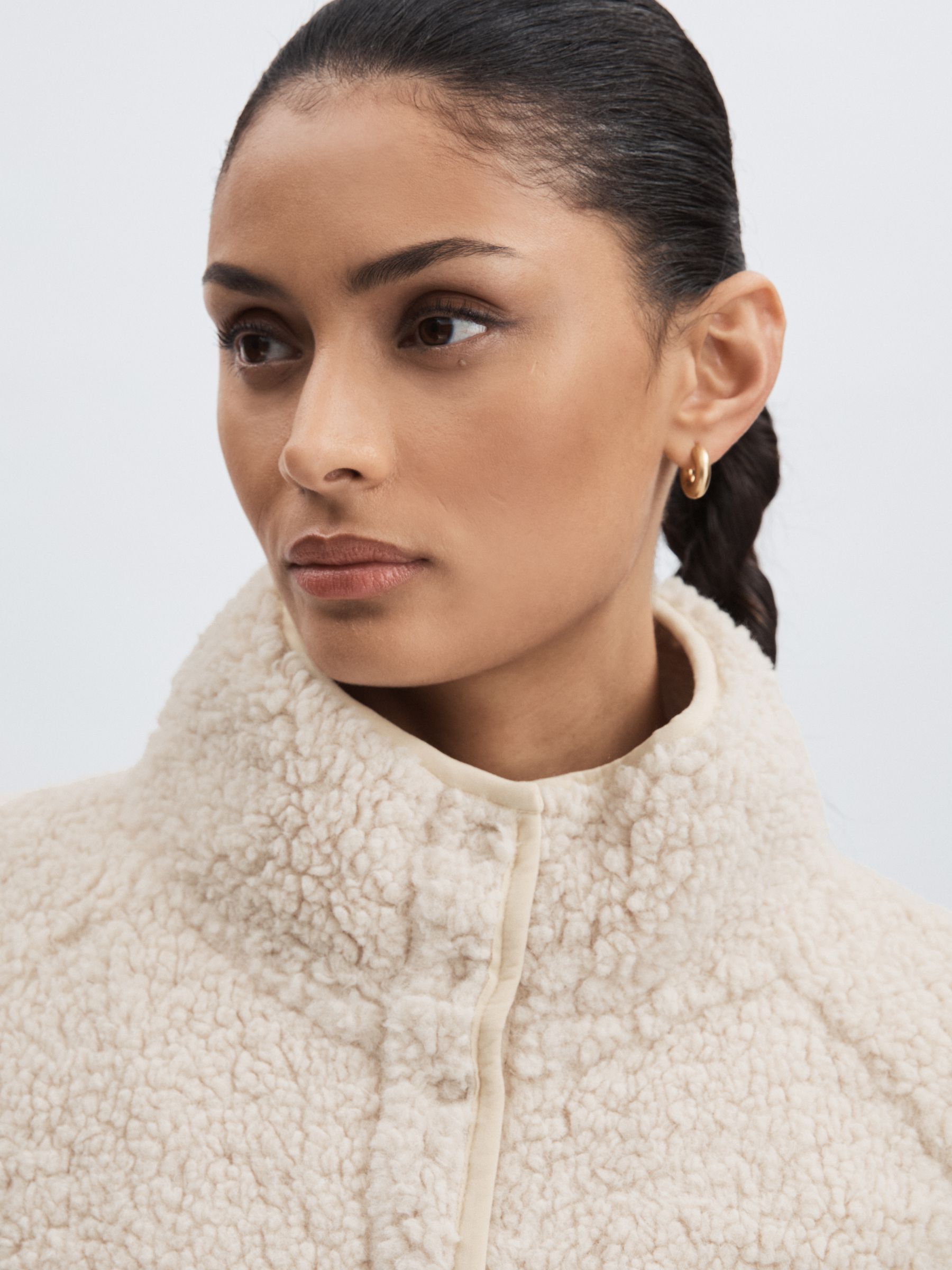 Press Stud Fleece Sweatshirt in Natural - Image 4 of 6