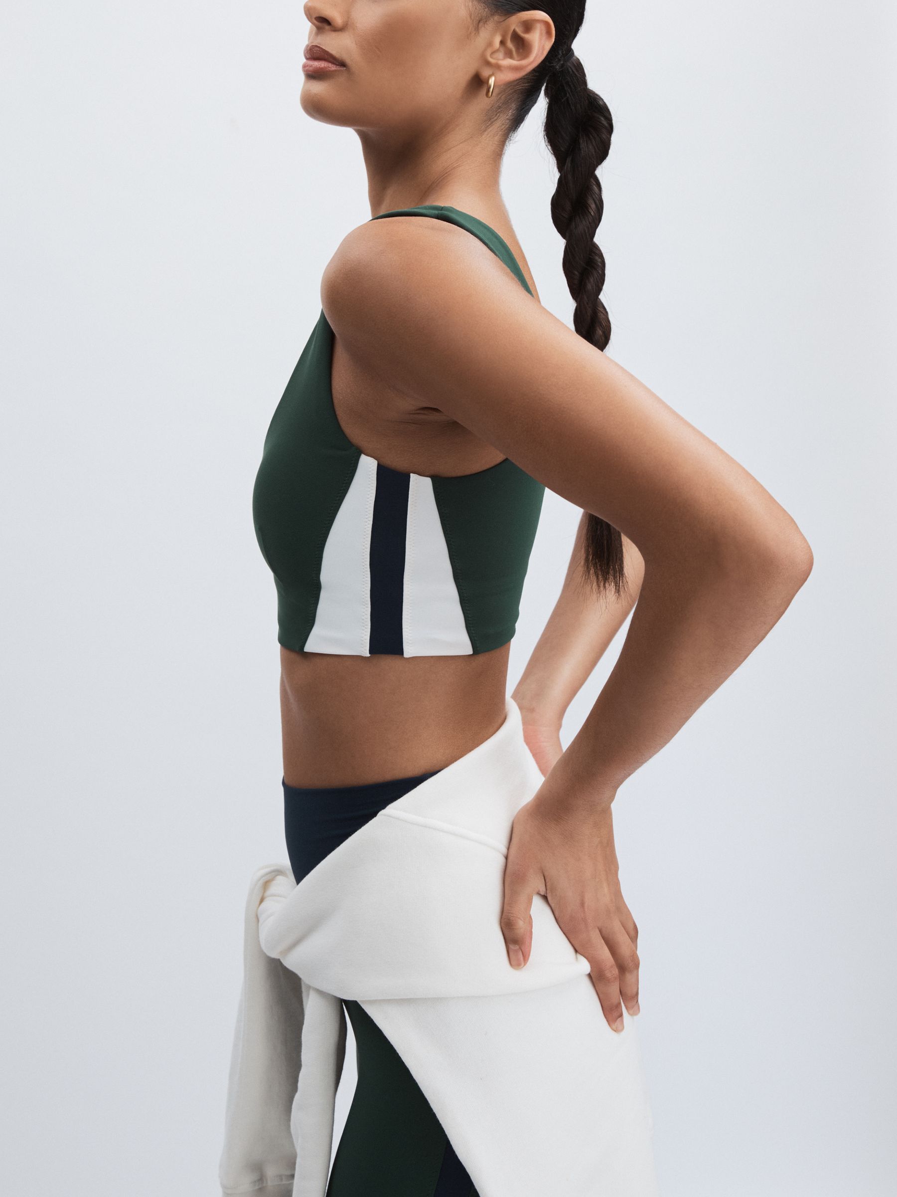 V-Neck Sports Bra in Green - Image 3 of 8