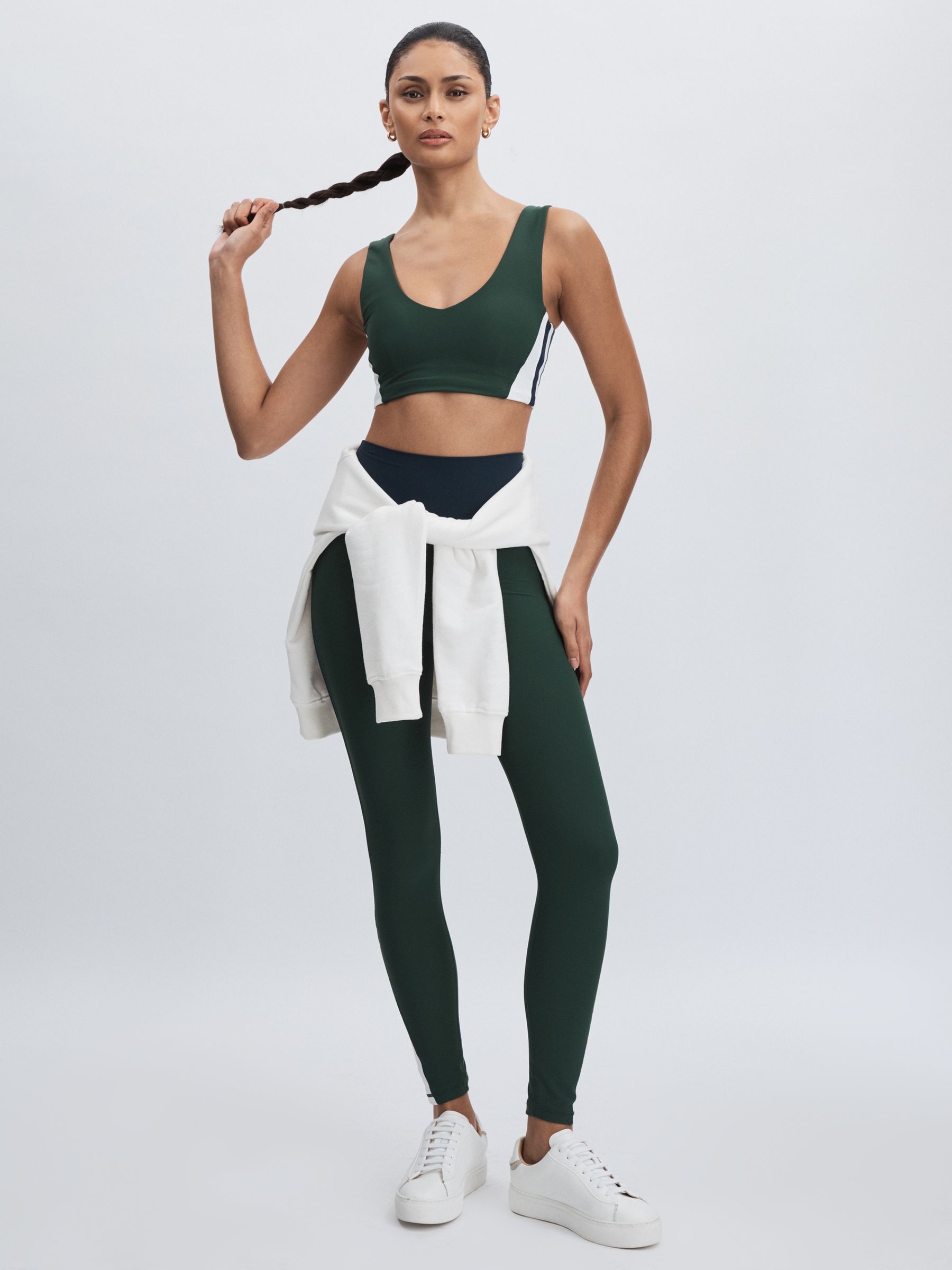 V-Neck Sports Bra in Green - Image 4 of 8