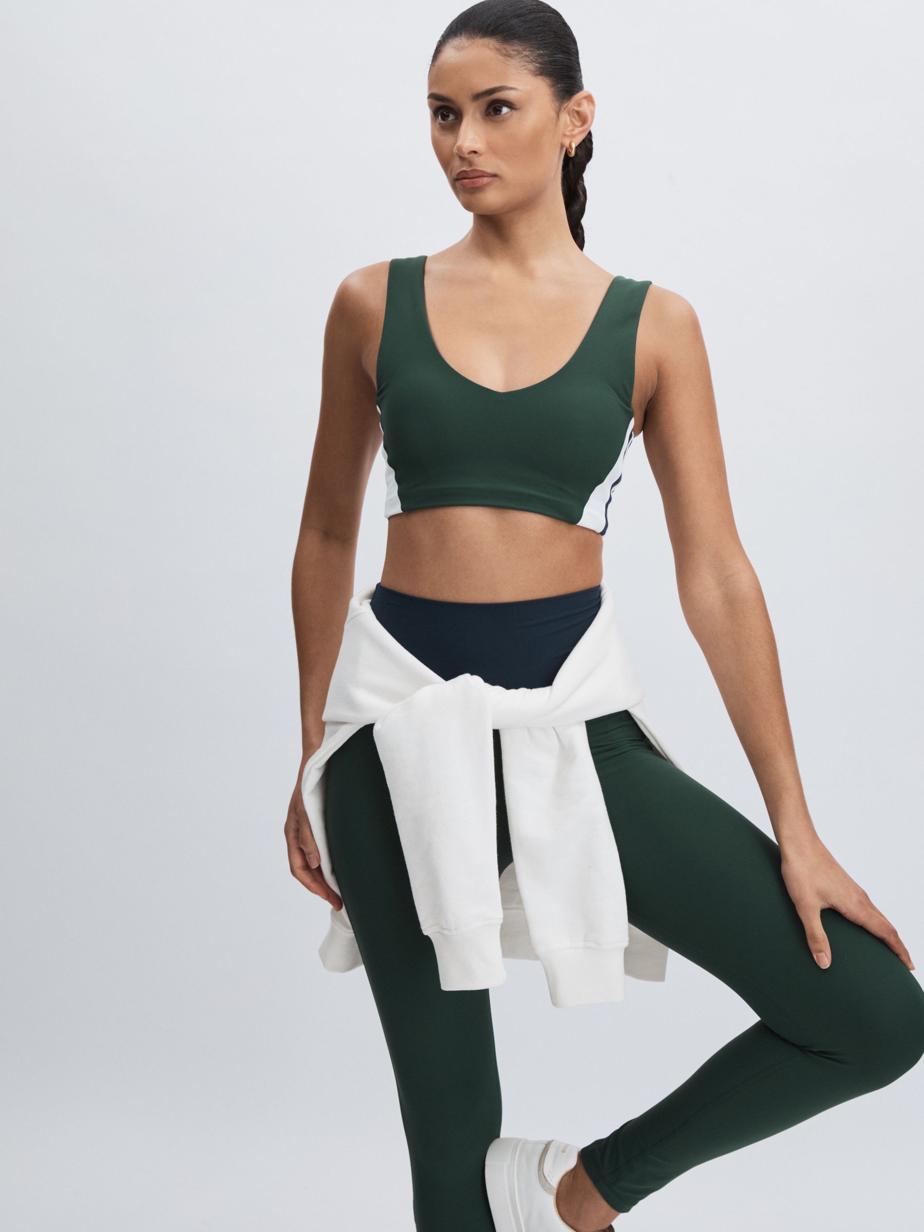V-Neck Sports Bra in Green - Image 5 of 8