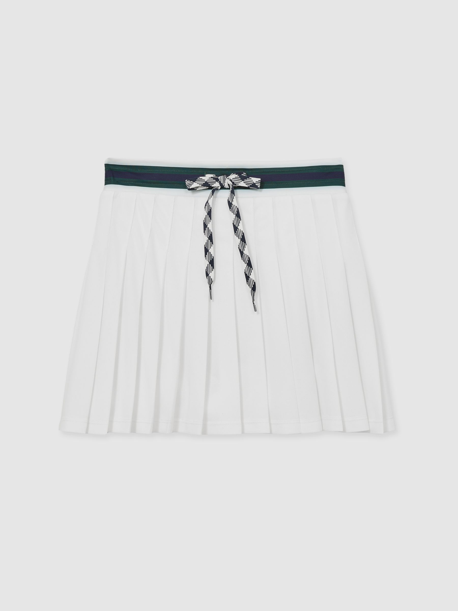 Pleated Drawstring Mini Skirt in White - Image 2 of 6 Pleated Drawstring Mini Skirt in White - Image 2 of 6