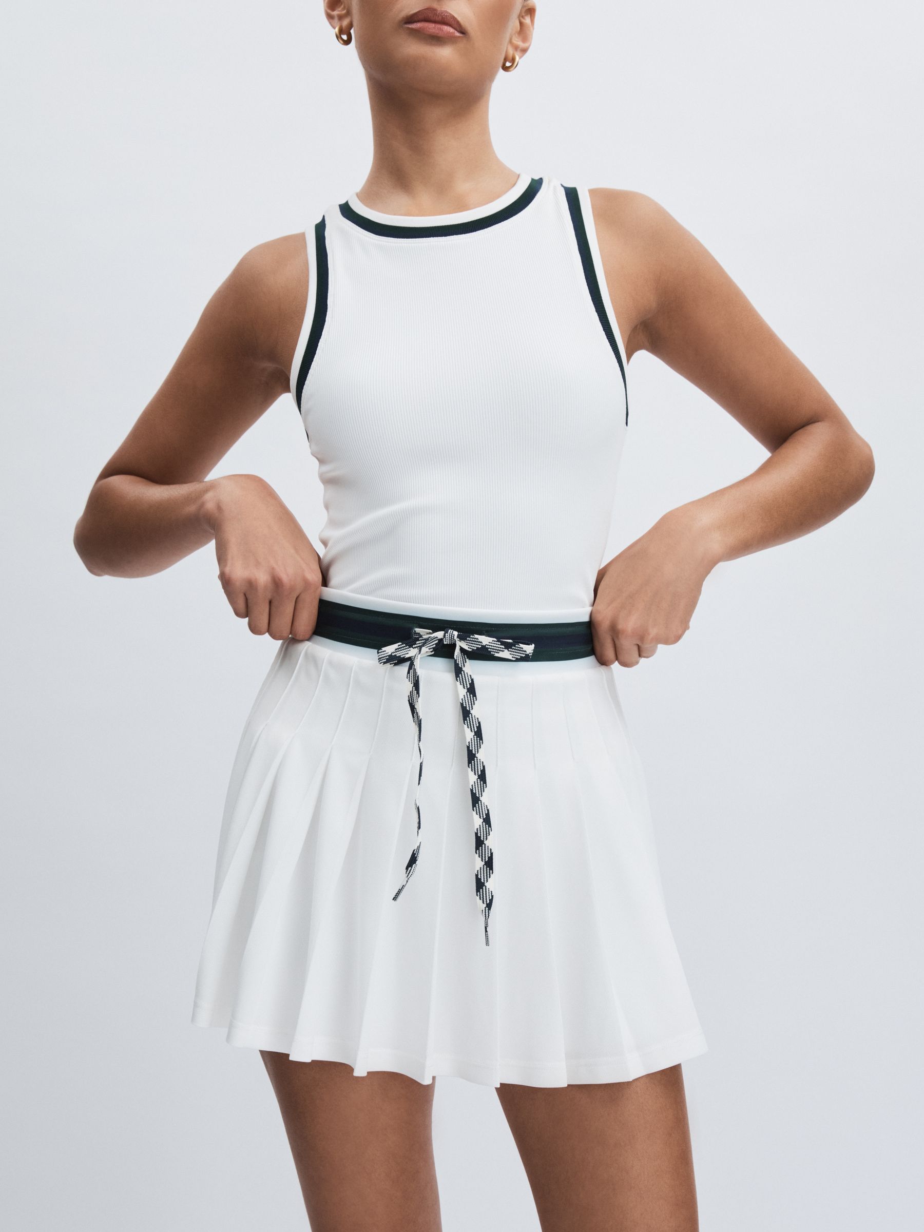Pleated Drawstring Mini Skirt in White - Image 3 of 6