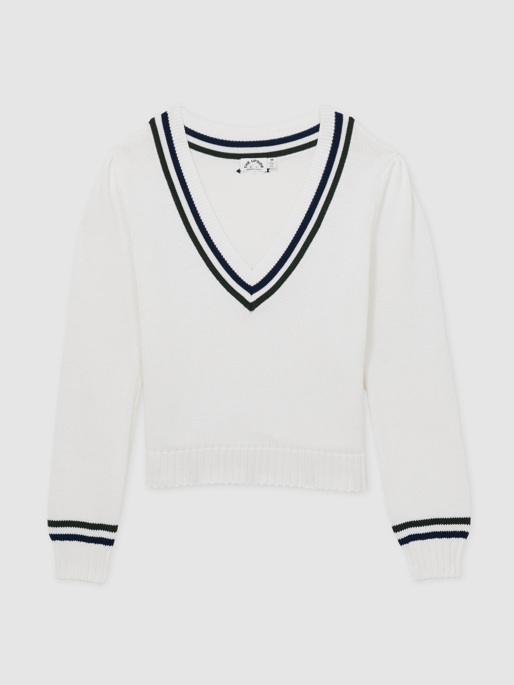 Deep V-Neckline 100% Organic Cotton Jumper in White - Image 2 of 6