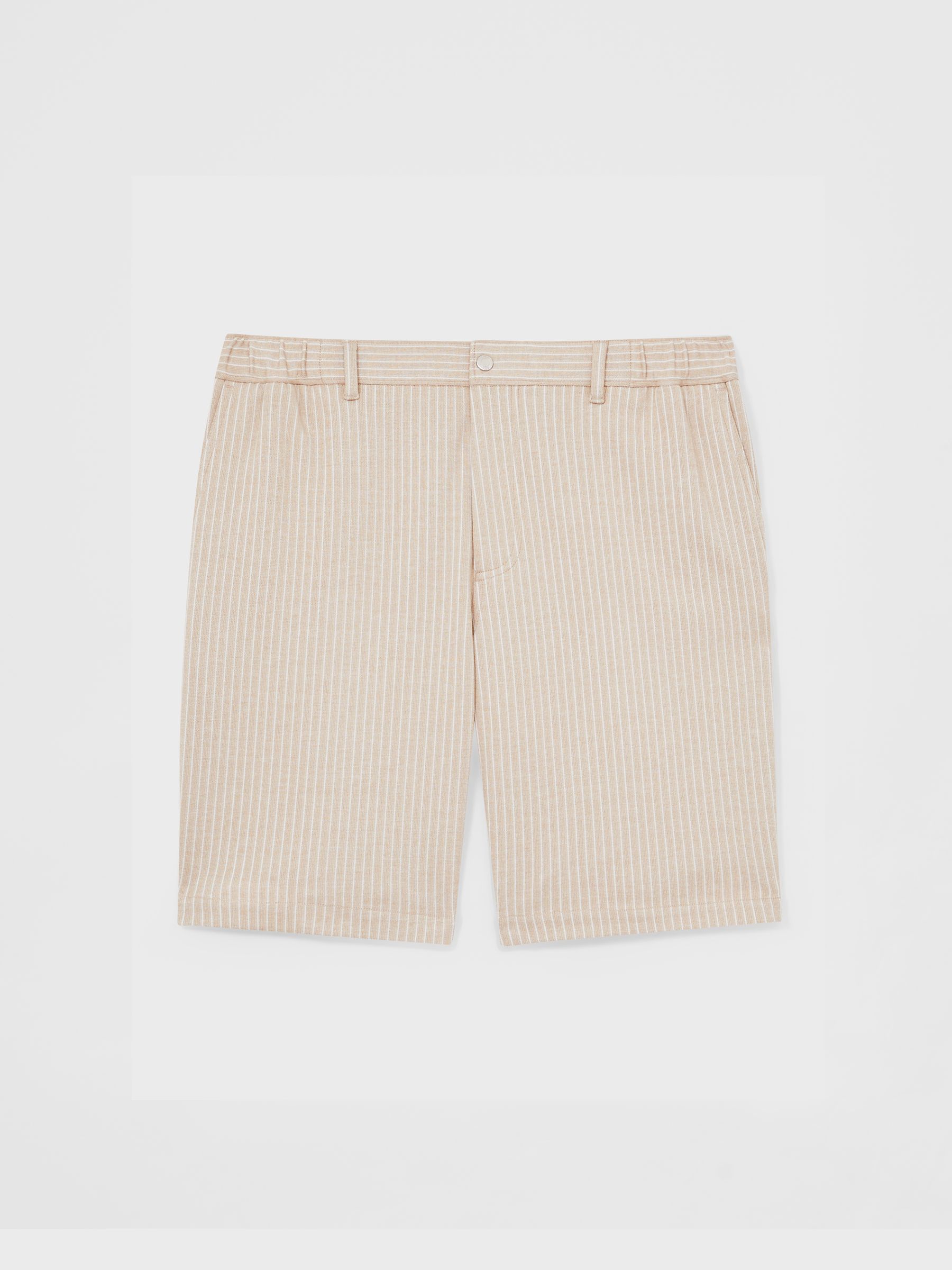 Jersey Pinstripe Shorts in Oatmeal/White - Image 2 of 6
