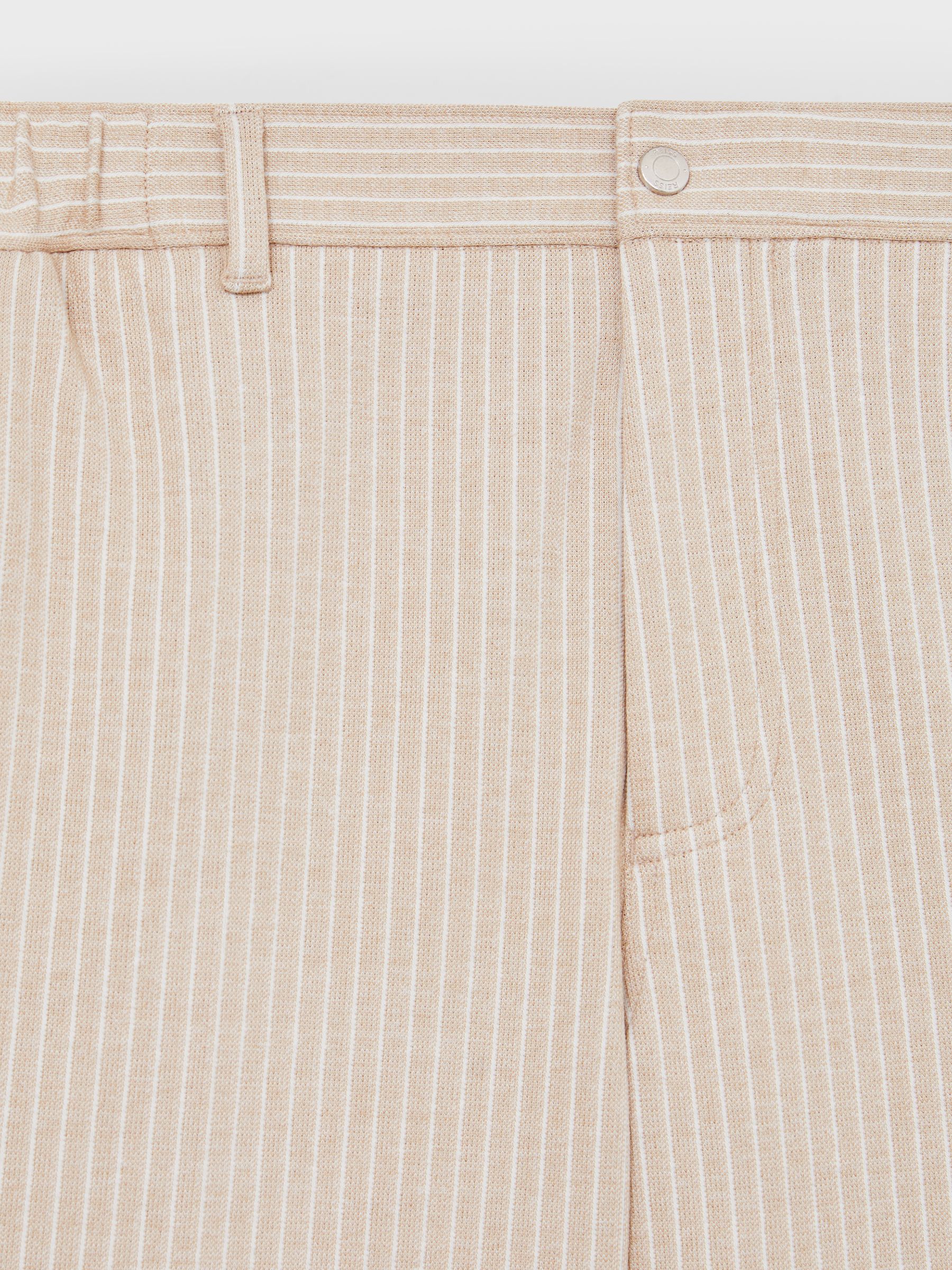 Jersey Pinstripe Shorts in Oatmeal/White - Image 6 of 6