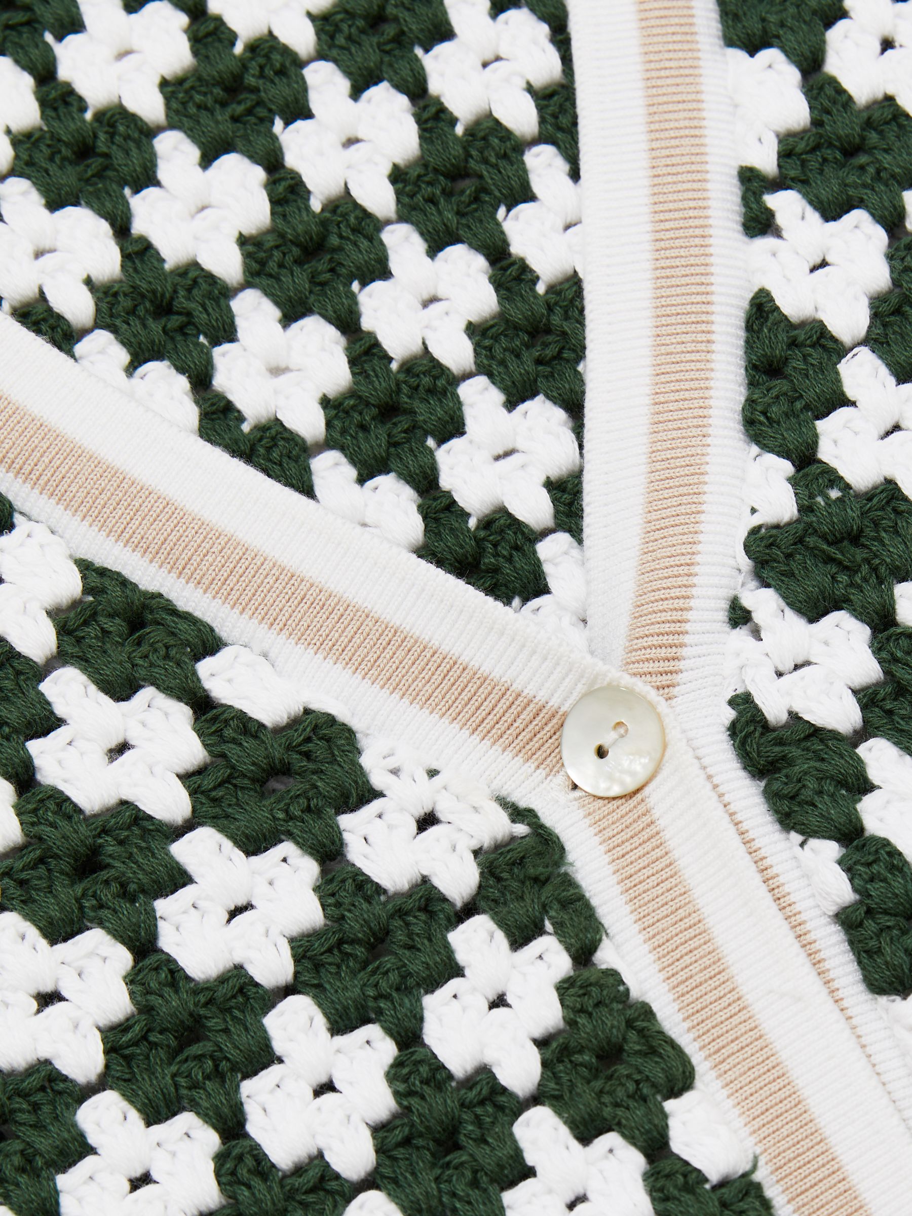 Crochet Button Through 100% Cotton Vest in Green - Image 6 of 6