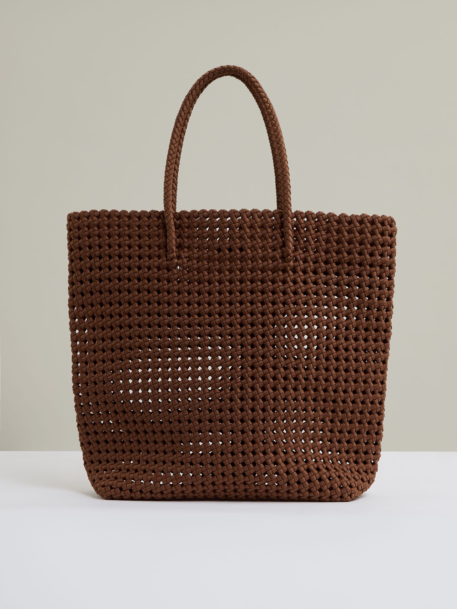 Woven Neoprene Tote Bag in Tan - Image 4 of 5
