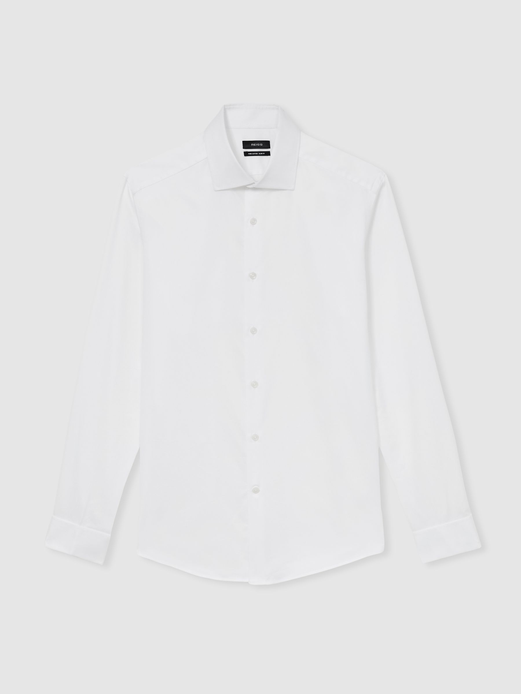 Slim-Fit Cotton-Sateen Shirt in White - Image 2 of 7