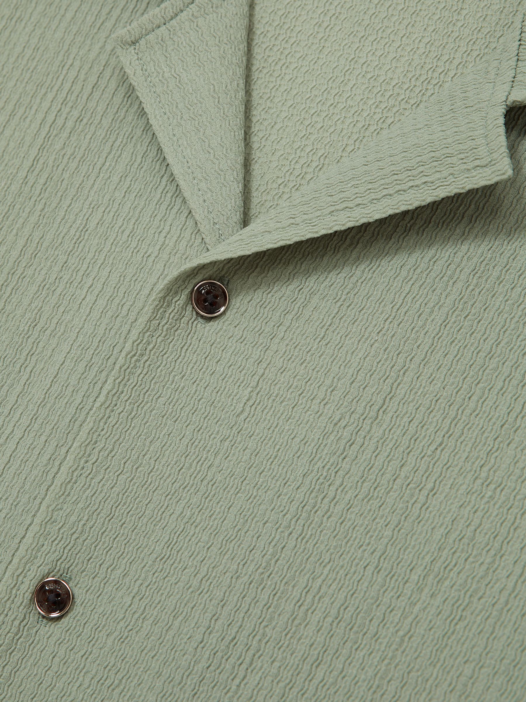 Textured Cuban Collar Shirt in Sage Green - Image 6 of 6