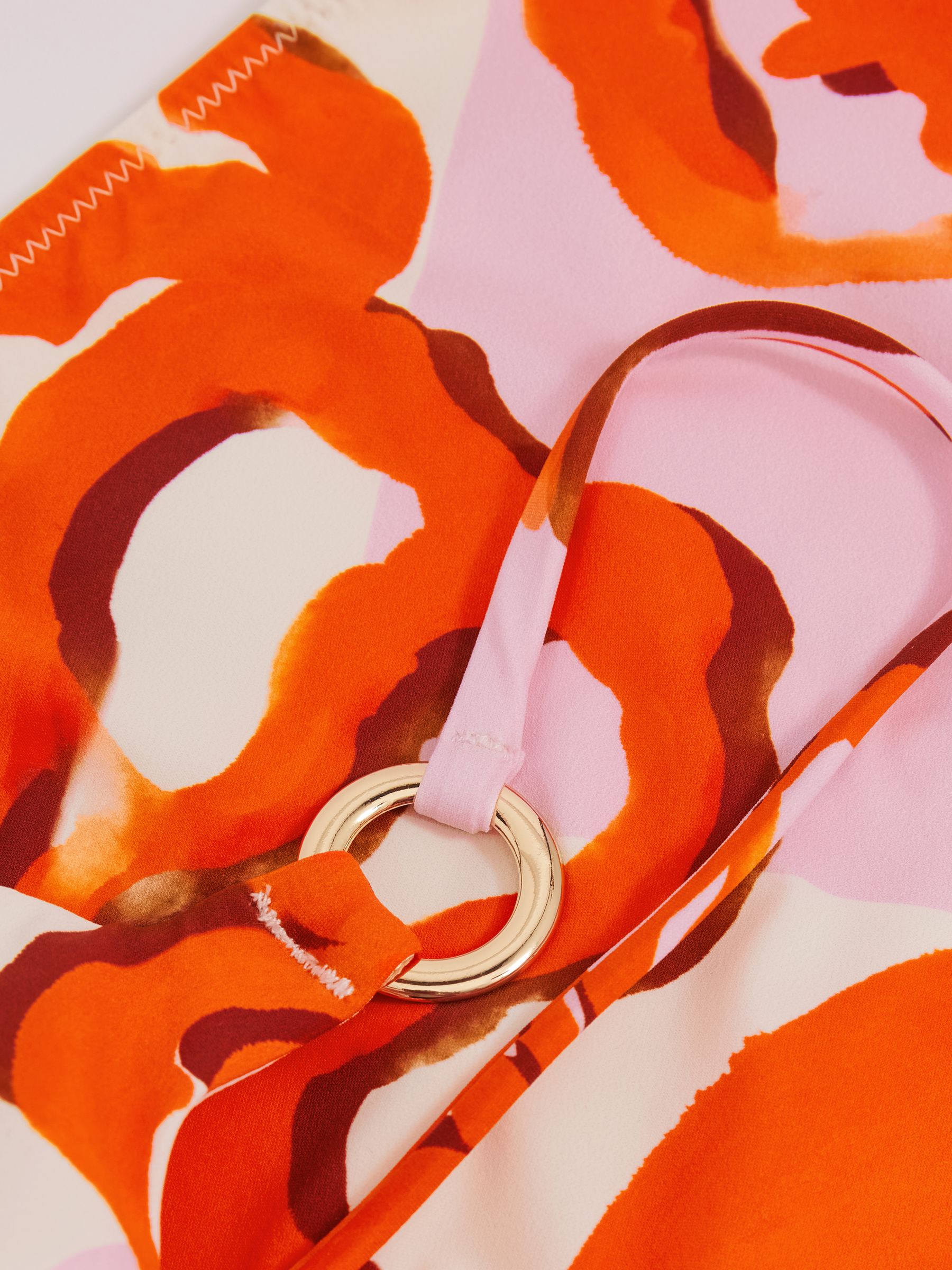 Floral Print Tie Back Swimsuit in Pink/Orange - Image 6 of 6