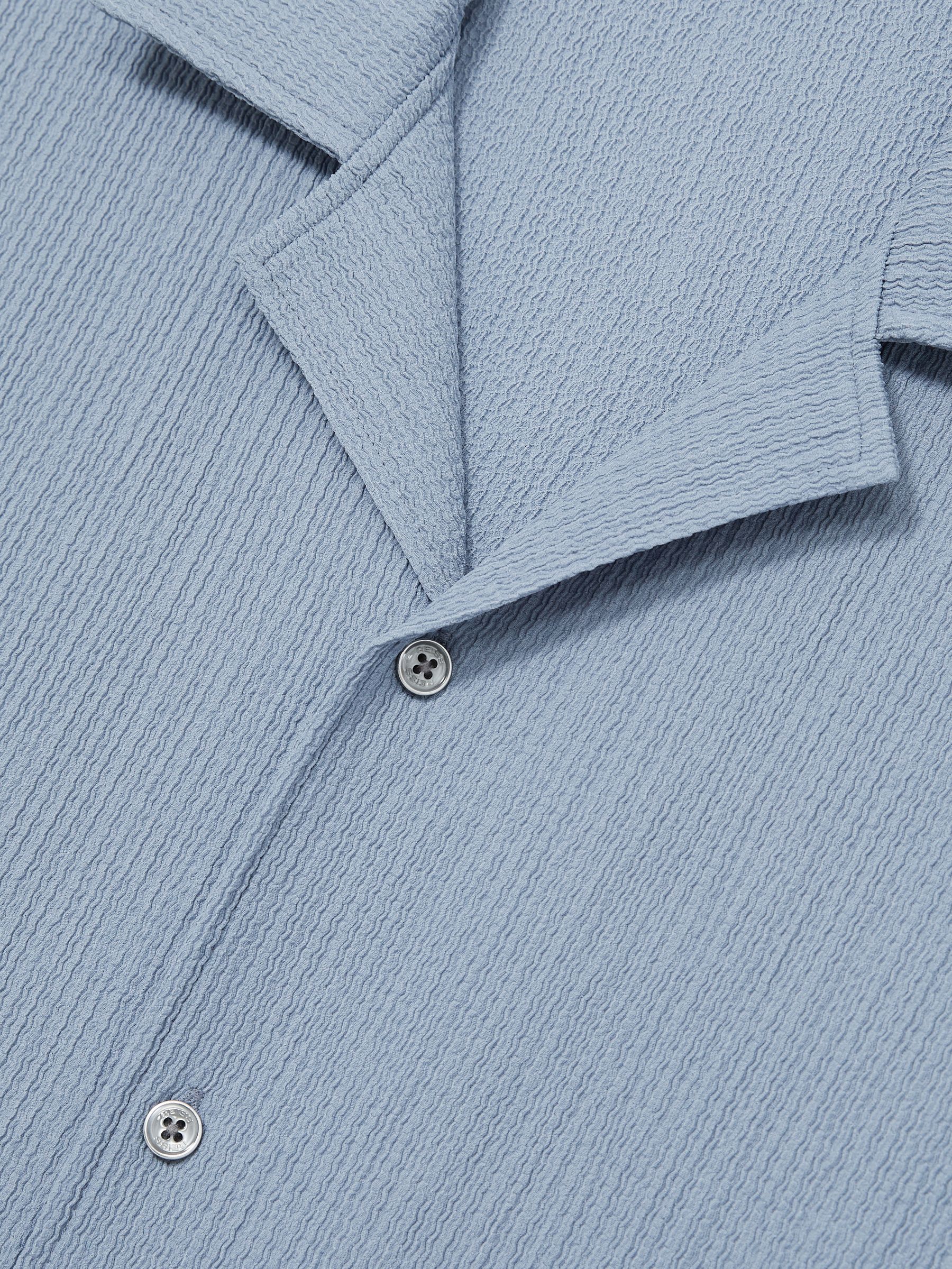 Textured Cuban Collar Shirt in Soft Blue - Image 6 of 6