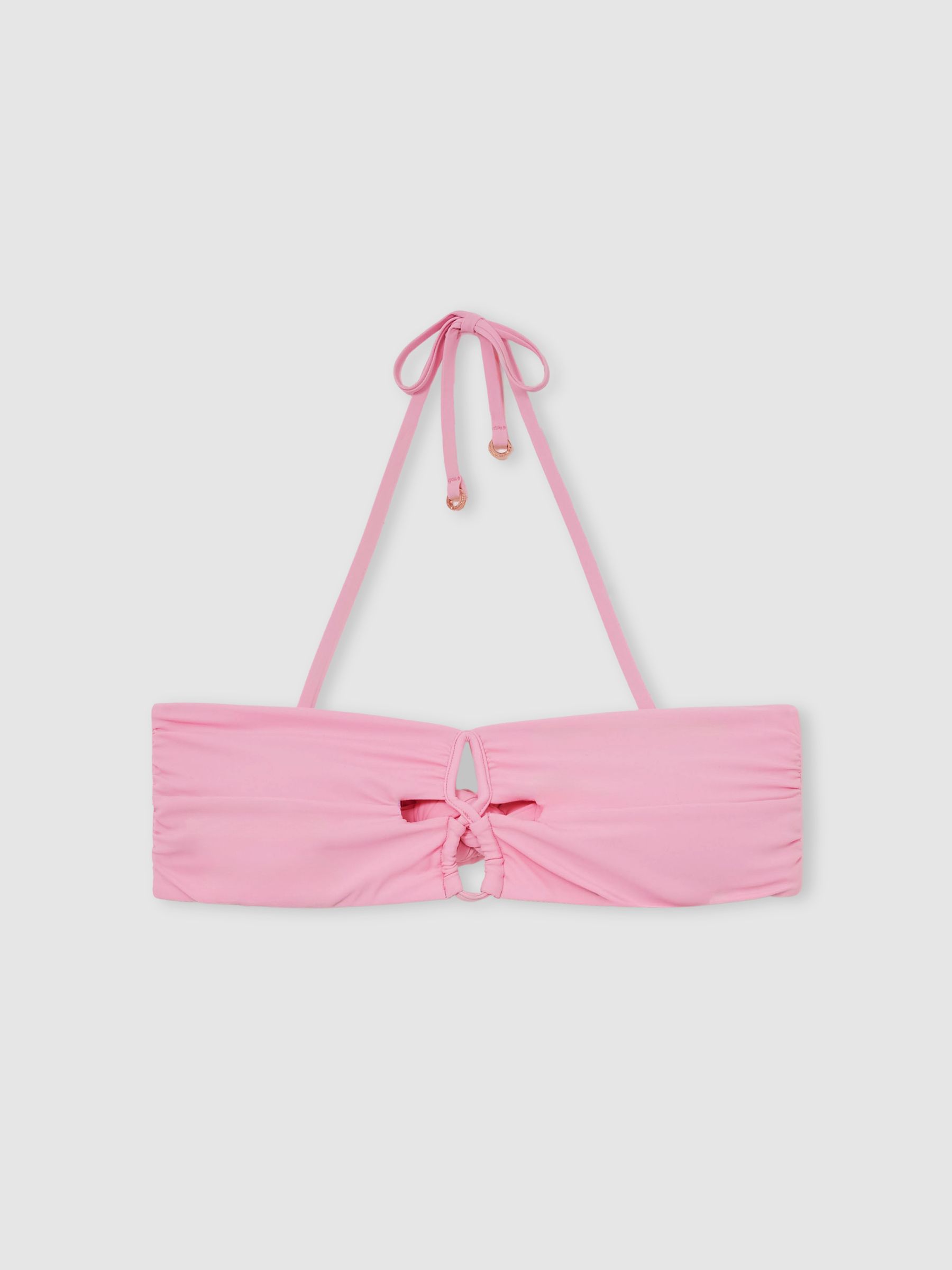 Cut-Out V-Wire Bandeau Bikini Top in Pink - Image 2 of 5