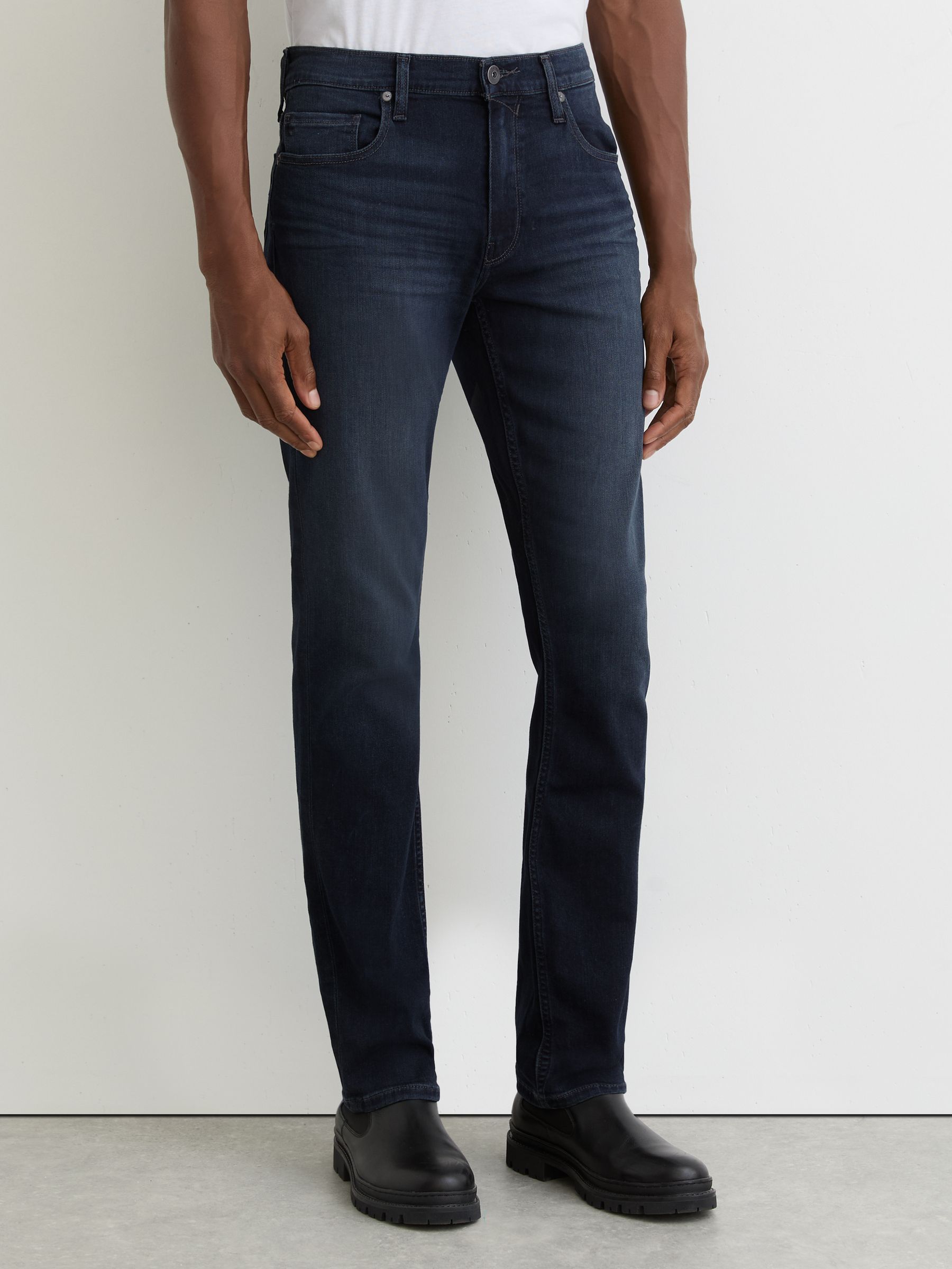 Paige Slim Straight Jeans in Dark Navy - Image 3 of 7
