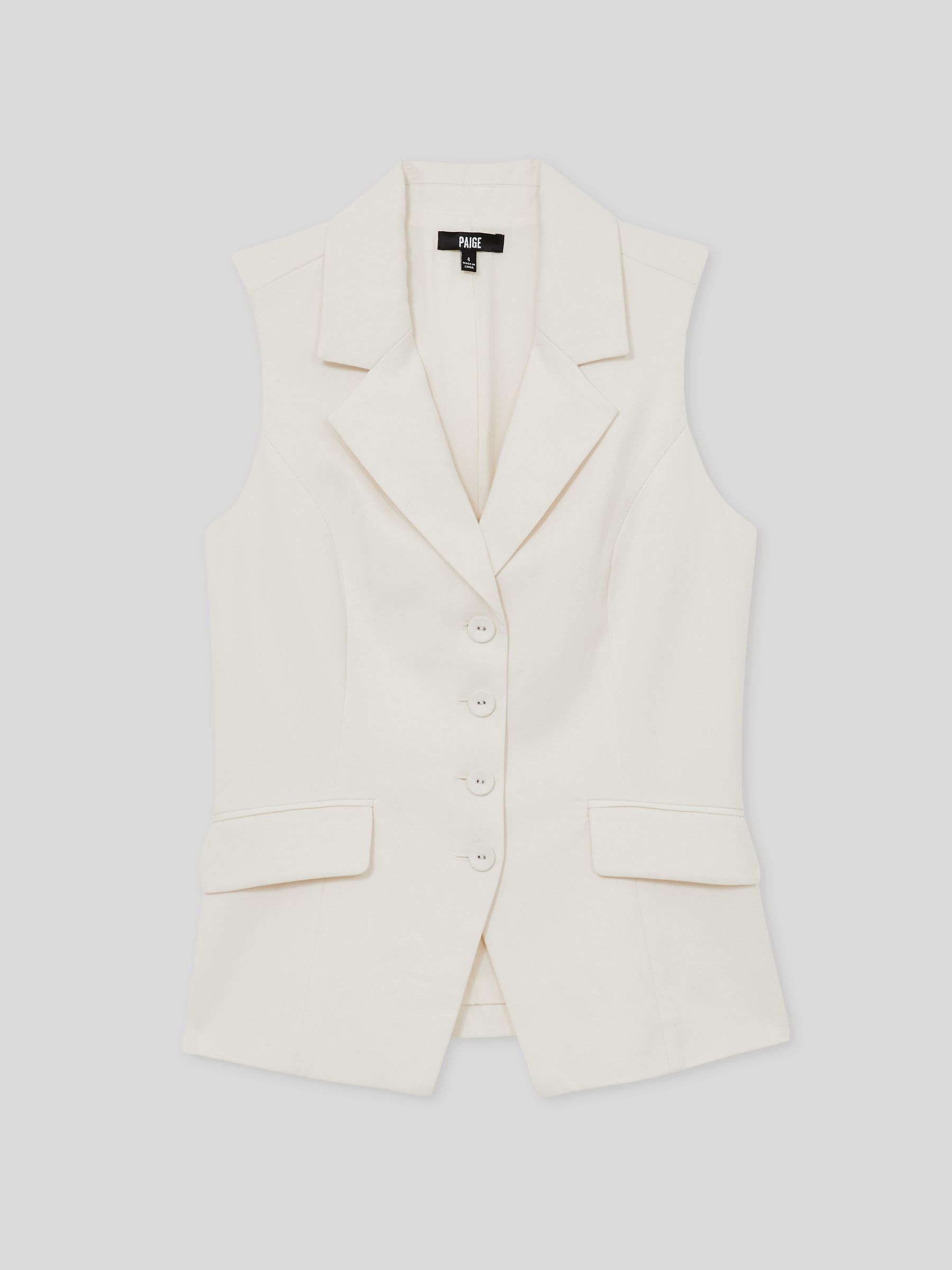 Paige Lyocell Cotton Tailored Waistcoat in Ivory - Image 2 of 6