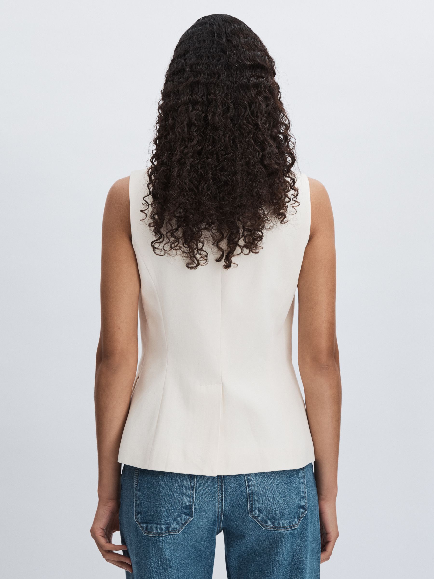 Lyocell Cotton Tailored Waistcoat in Ivory - image 5