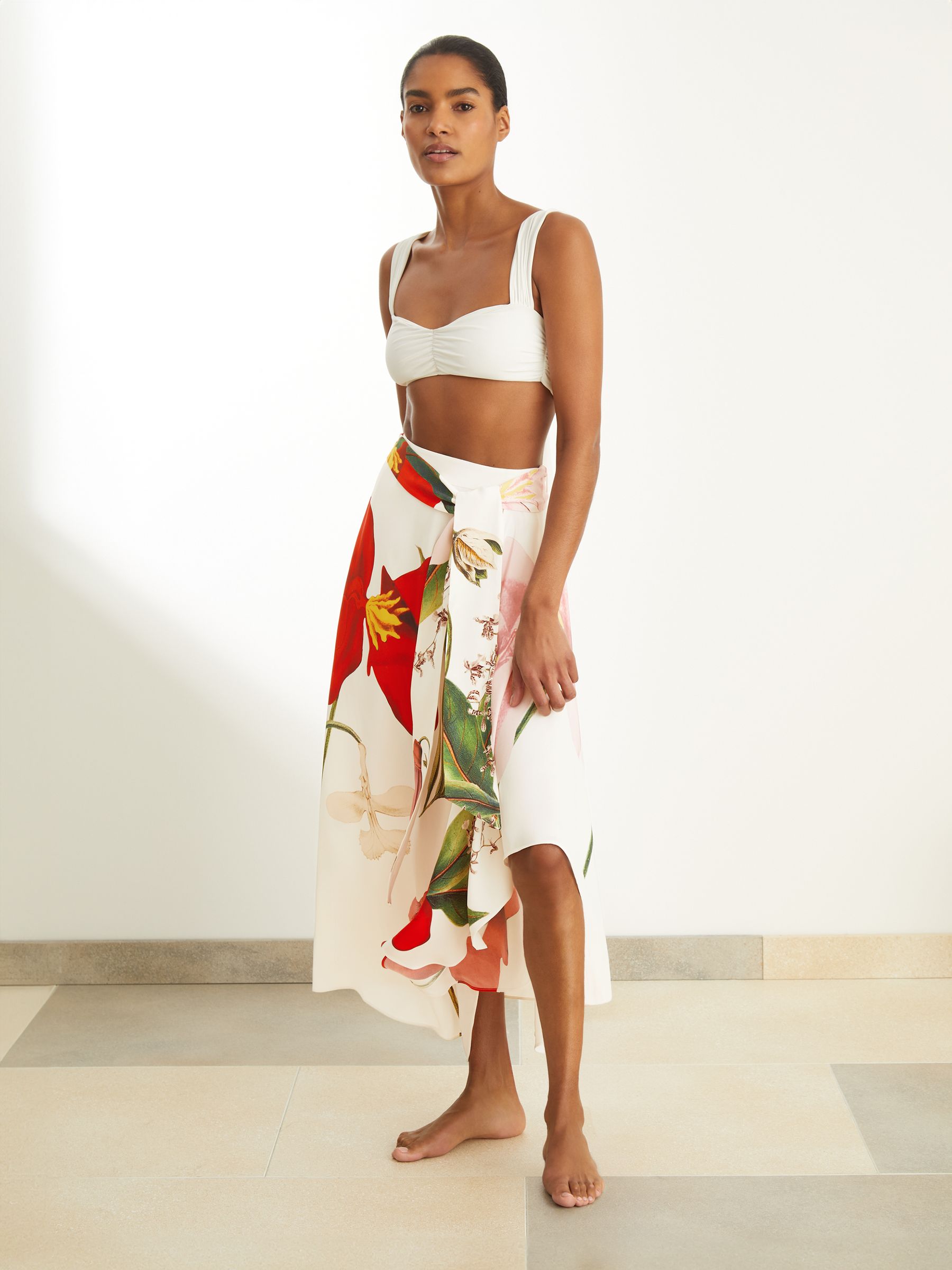 Reiss | NYBG Floral Midi Skirt in Ivory - Image 1 of 6