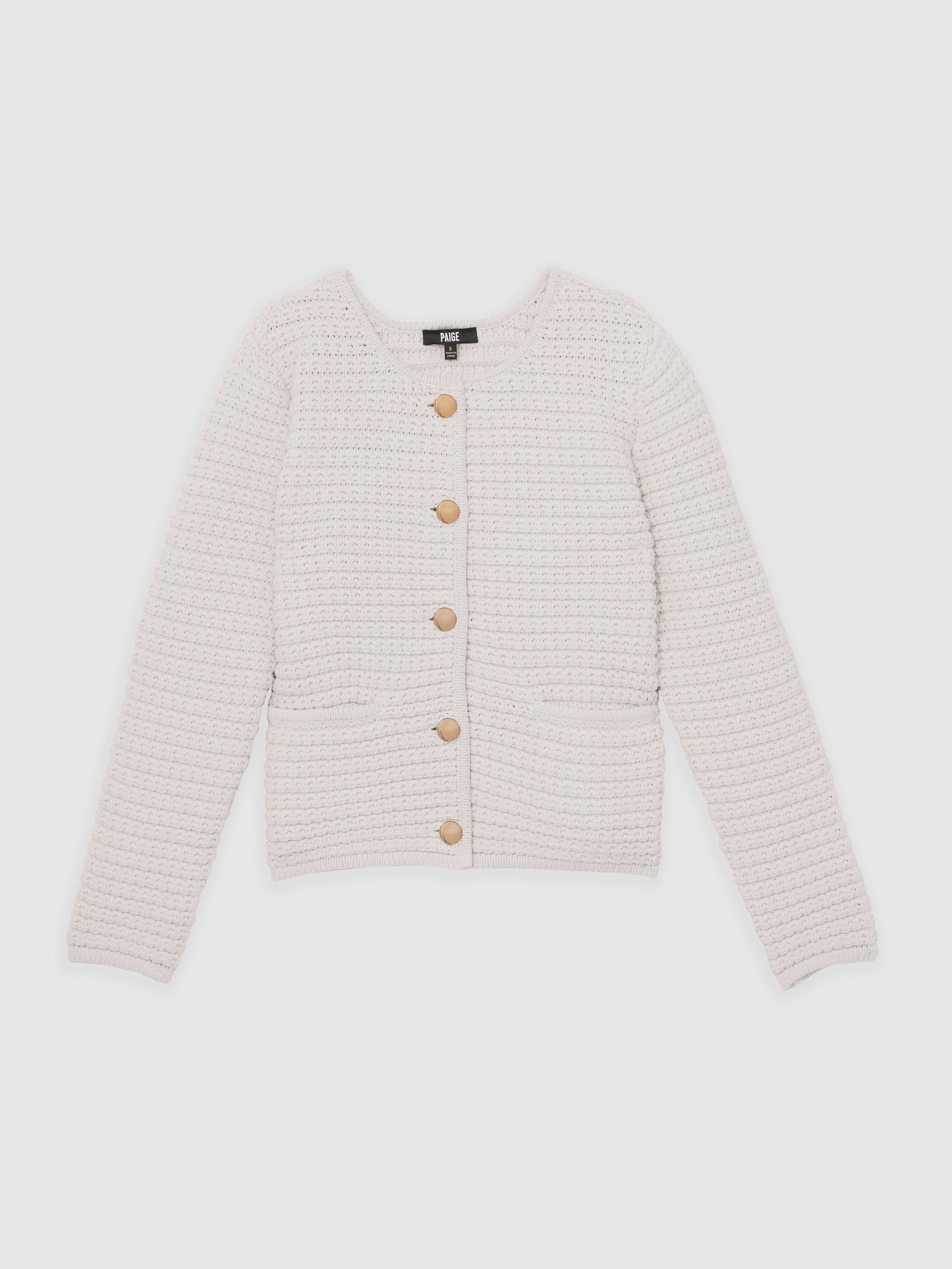 Paige Textured-Knit Cardigan in Ivory - Image 2 of 5