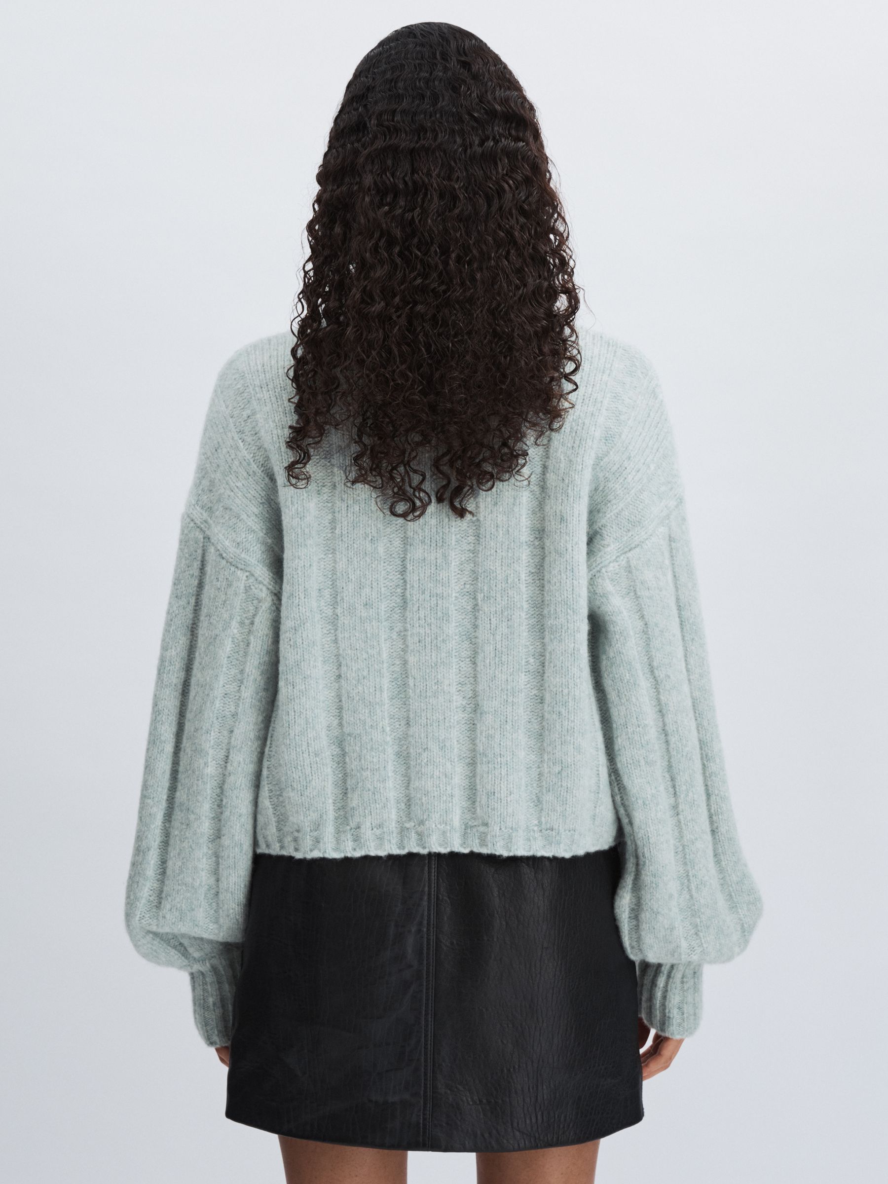 Paige Wool Blend Ribbed Roll Neck Jumper in Ocean - Image 5 of 6