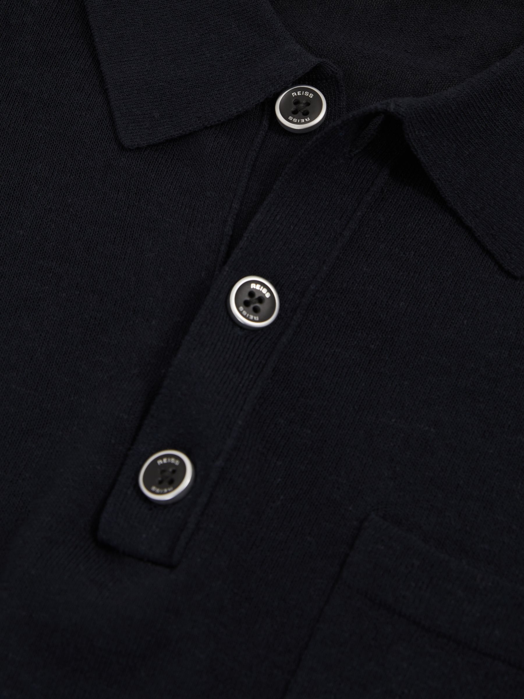 Patch Pocket Knit Polo Shirt in Navy - Image 6 of 6