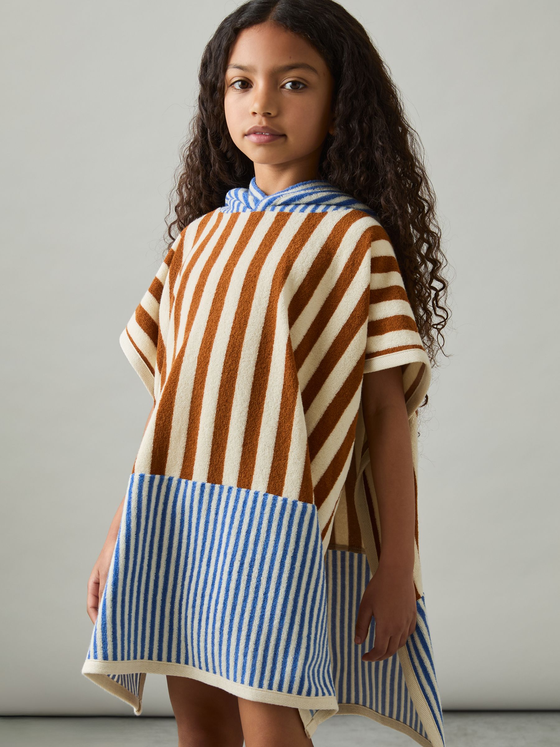 4-9 yrs Towelling Stripe Hooded Cape in Multi - Image 3 of 4