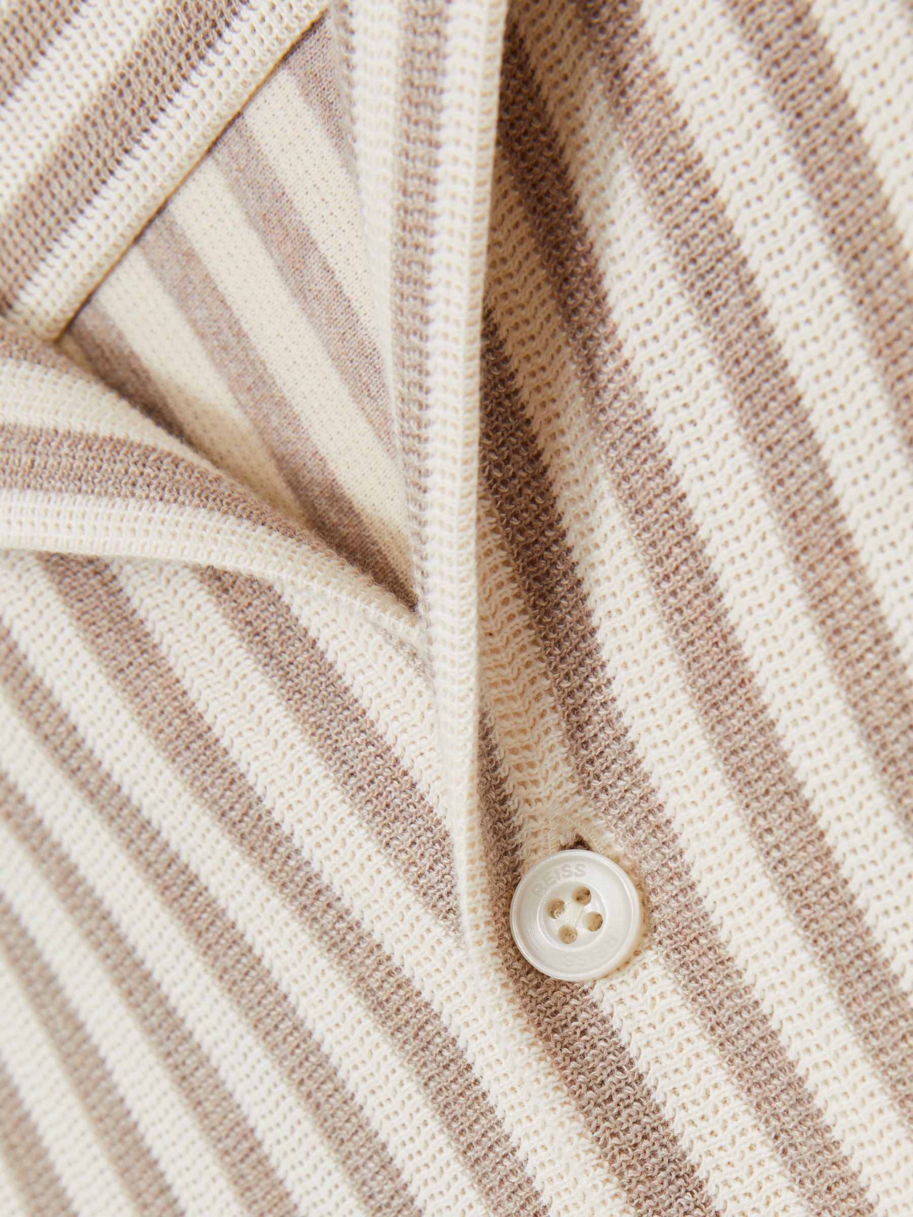 Textured Stripe Cuban-Collar Shirt in Stone/White - Image 7 of 7