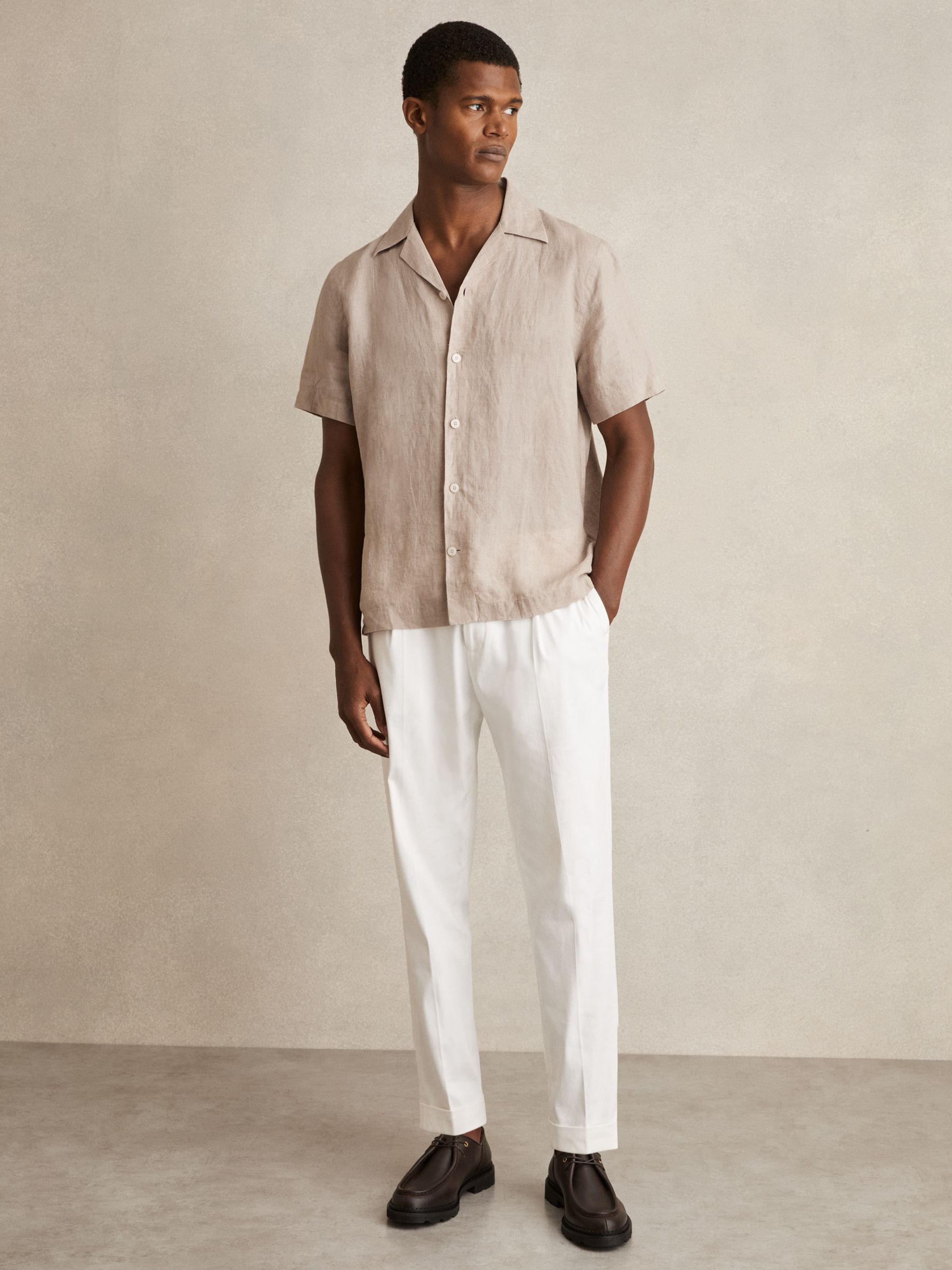 Cuban Collar Shirt in Mink Brown - Image 1 of 6