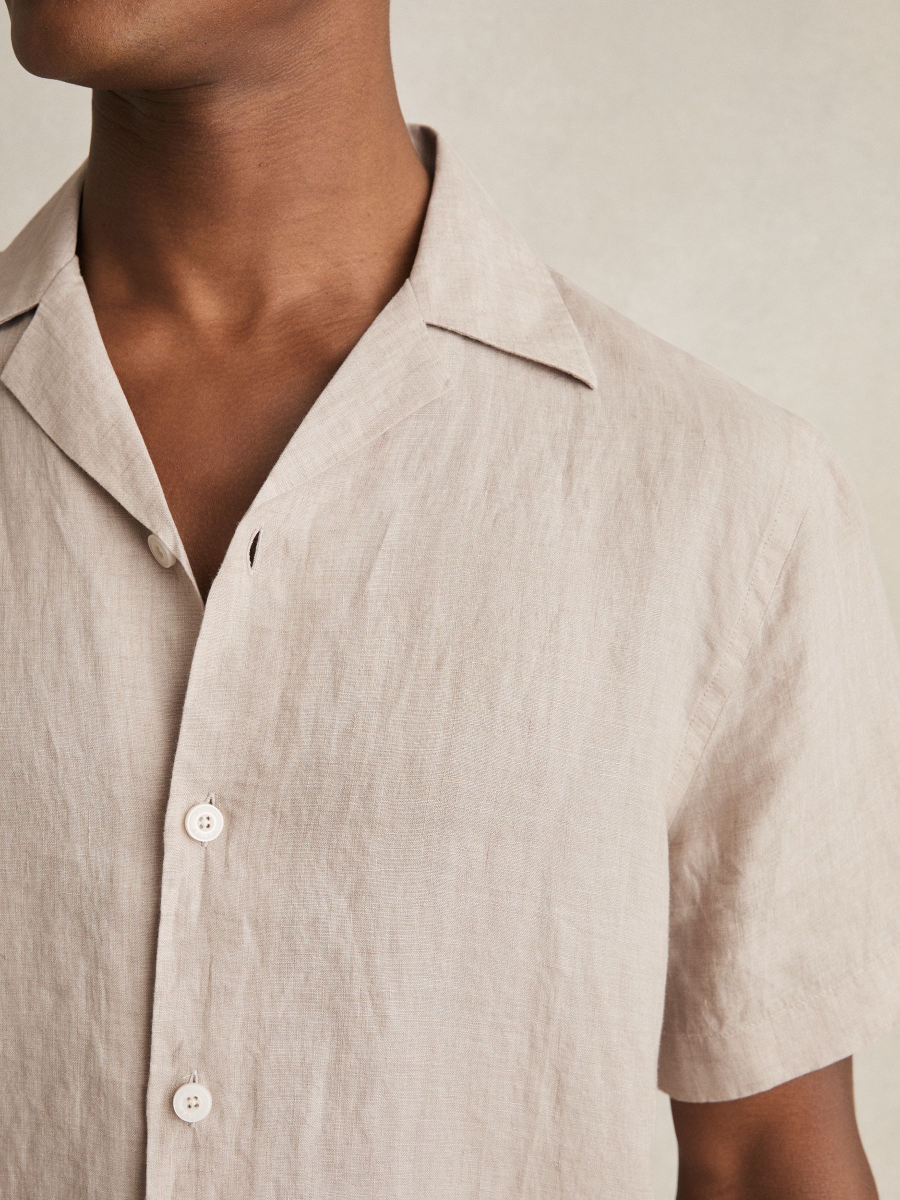 Cuban Collar Shirt in Mink Brown - Image 3 of 6