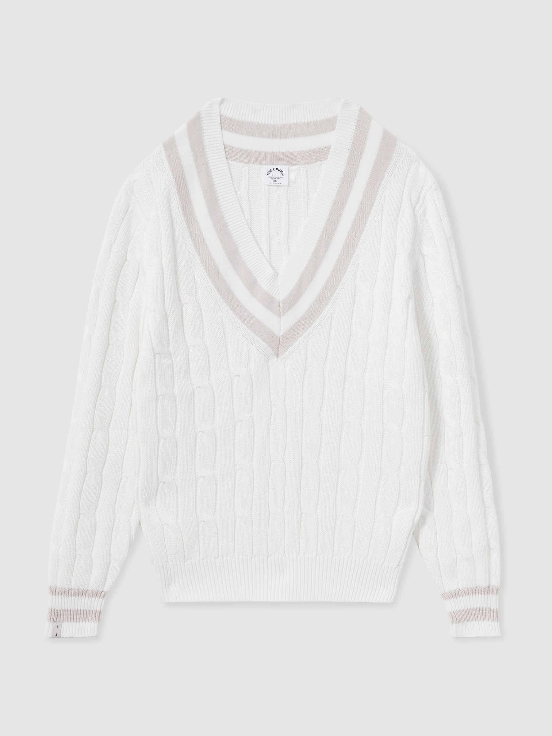 The Upside 100% Organic Cotton Cable-Knit Jumper in White - Image 2 of 6