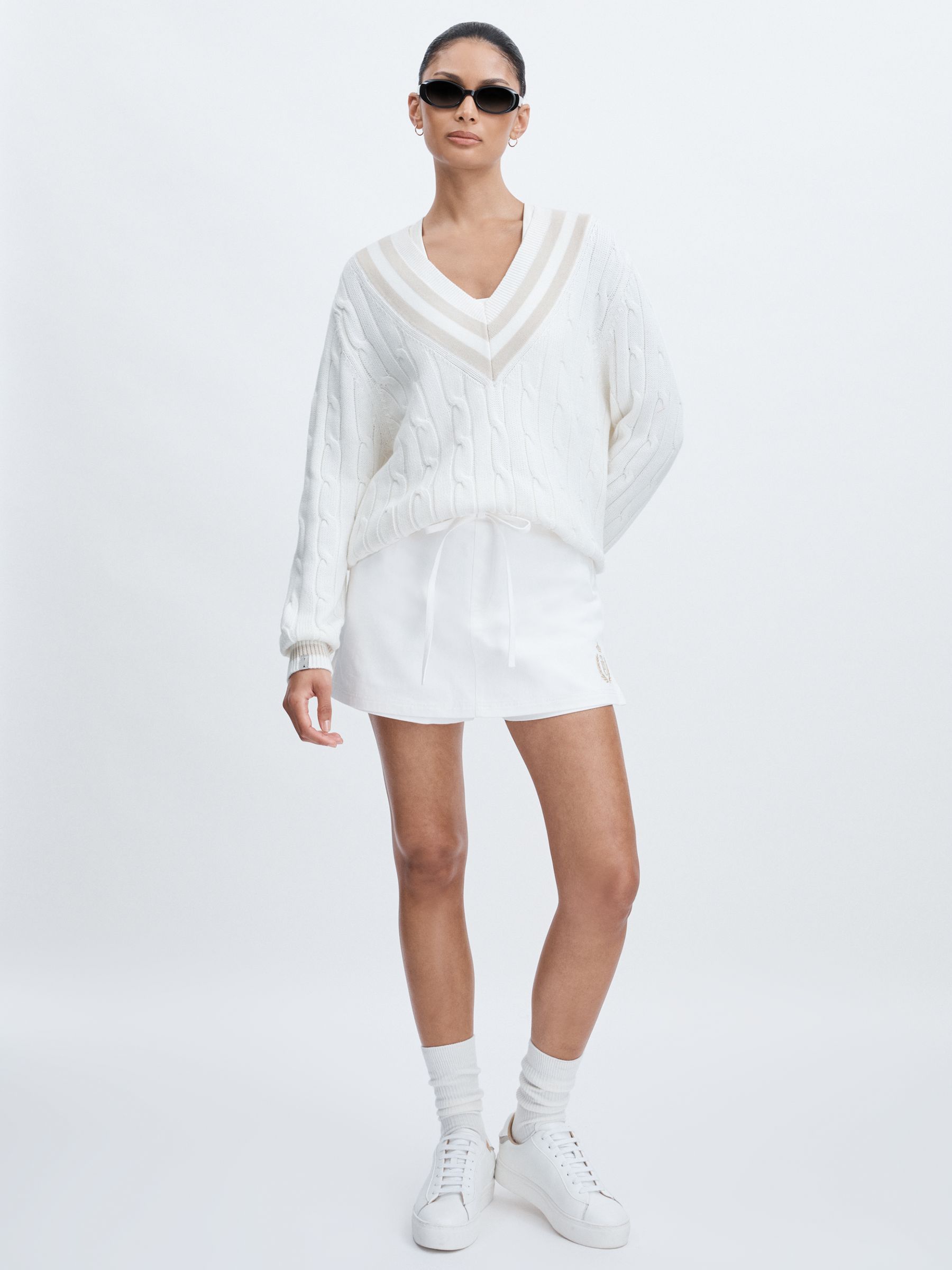 The Upside 100% Organic Cotton Cable-Knit Jumper in White - Image 3 of 6
